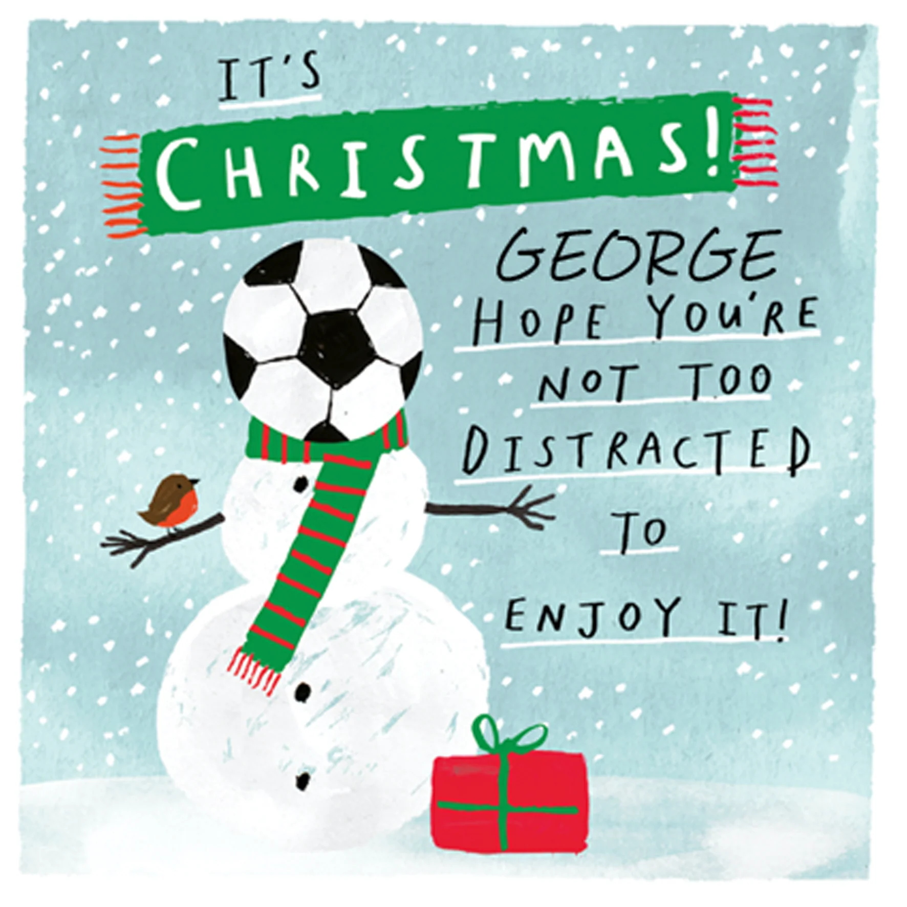 Personalised Funny Football Snowman Christmas Card