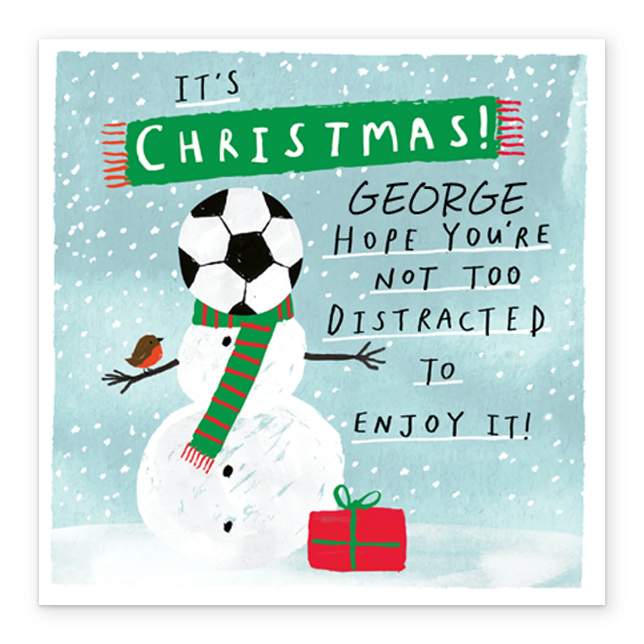 Personalised Funny Football Snowman Christmas Card - Image 2
