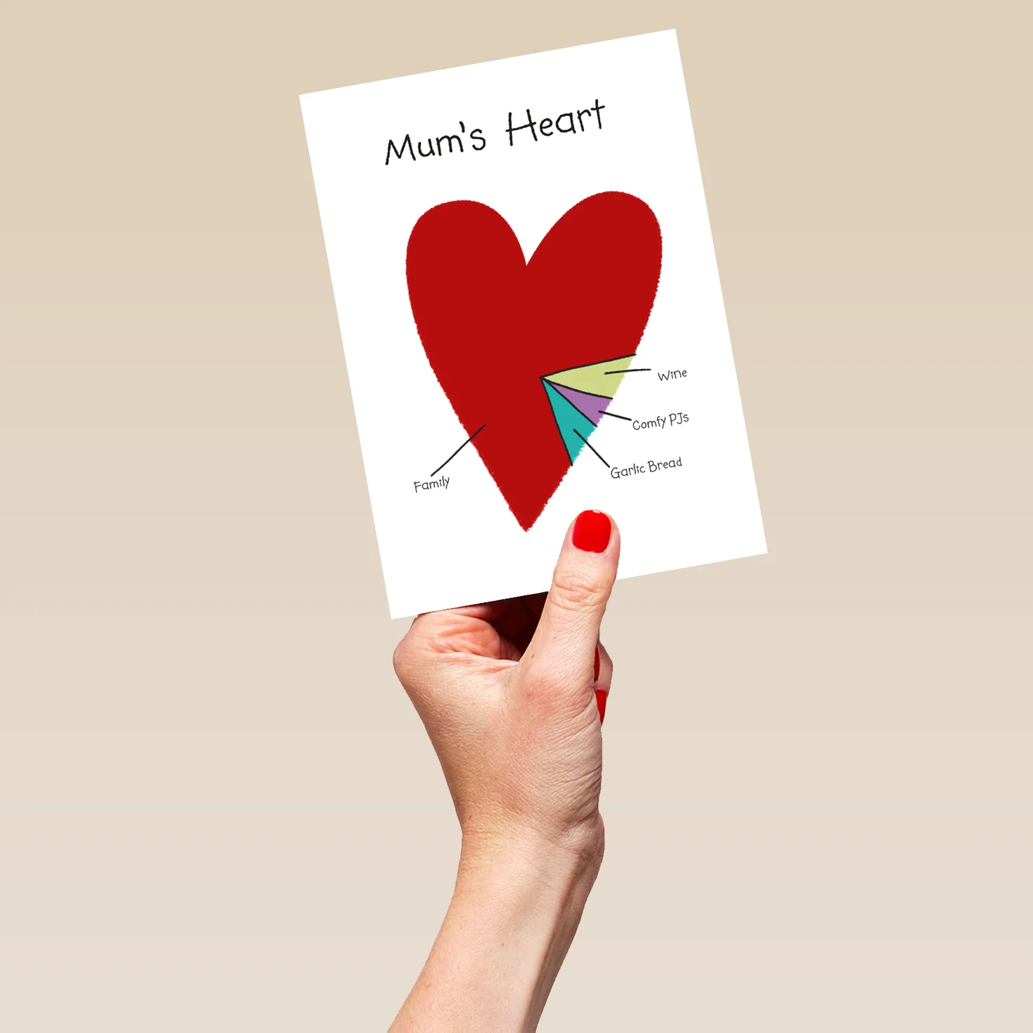 Personalised Funny Heart Shaped Pie Chart Mother's Day Card For Mum - Image 5