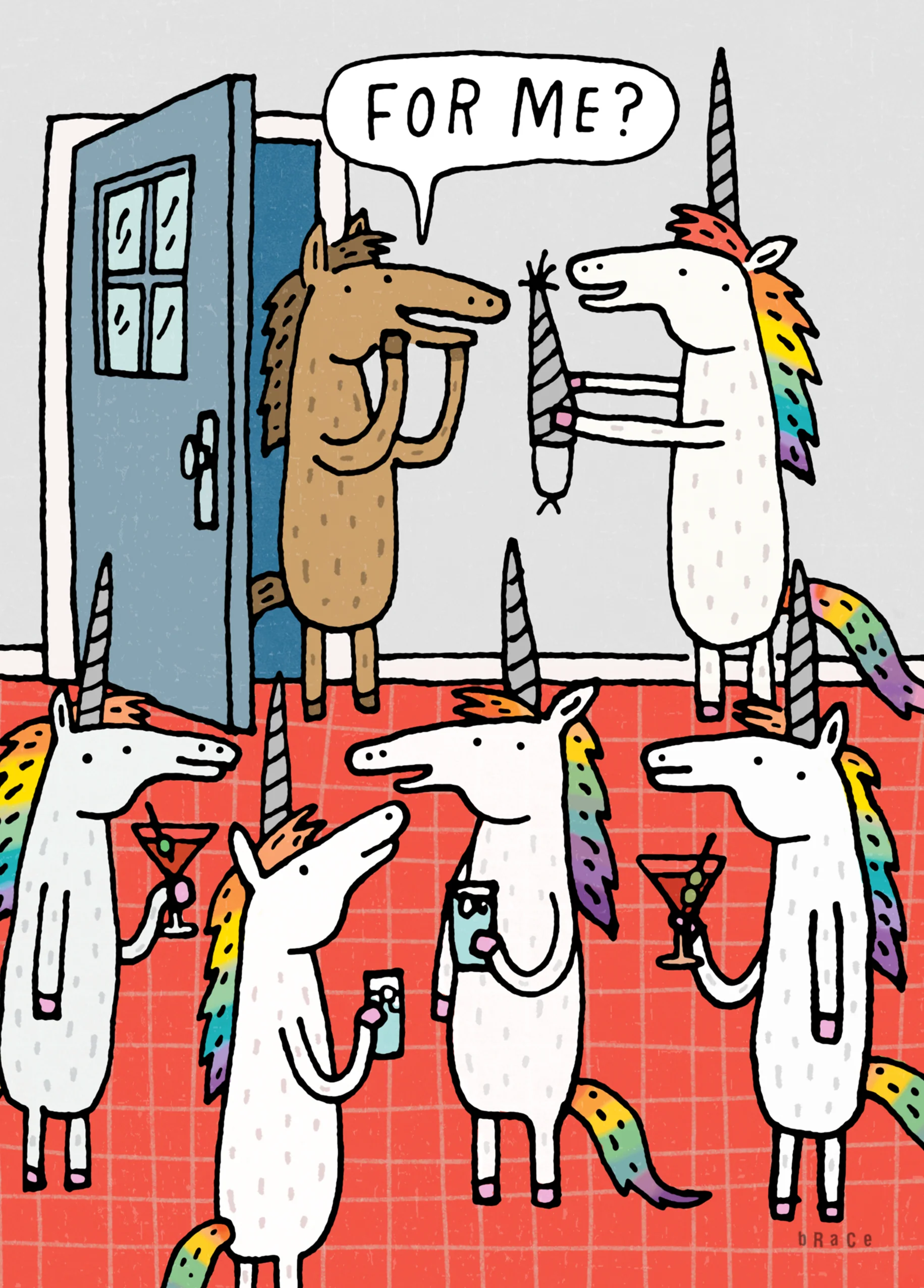 Personalised Funny Horse & Unicorns Birthday Card