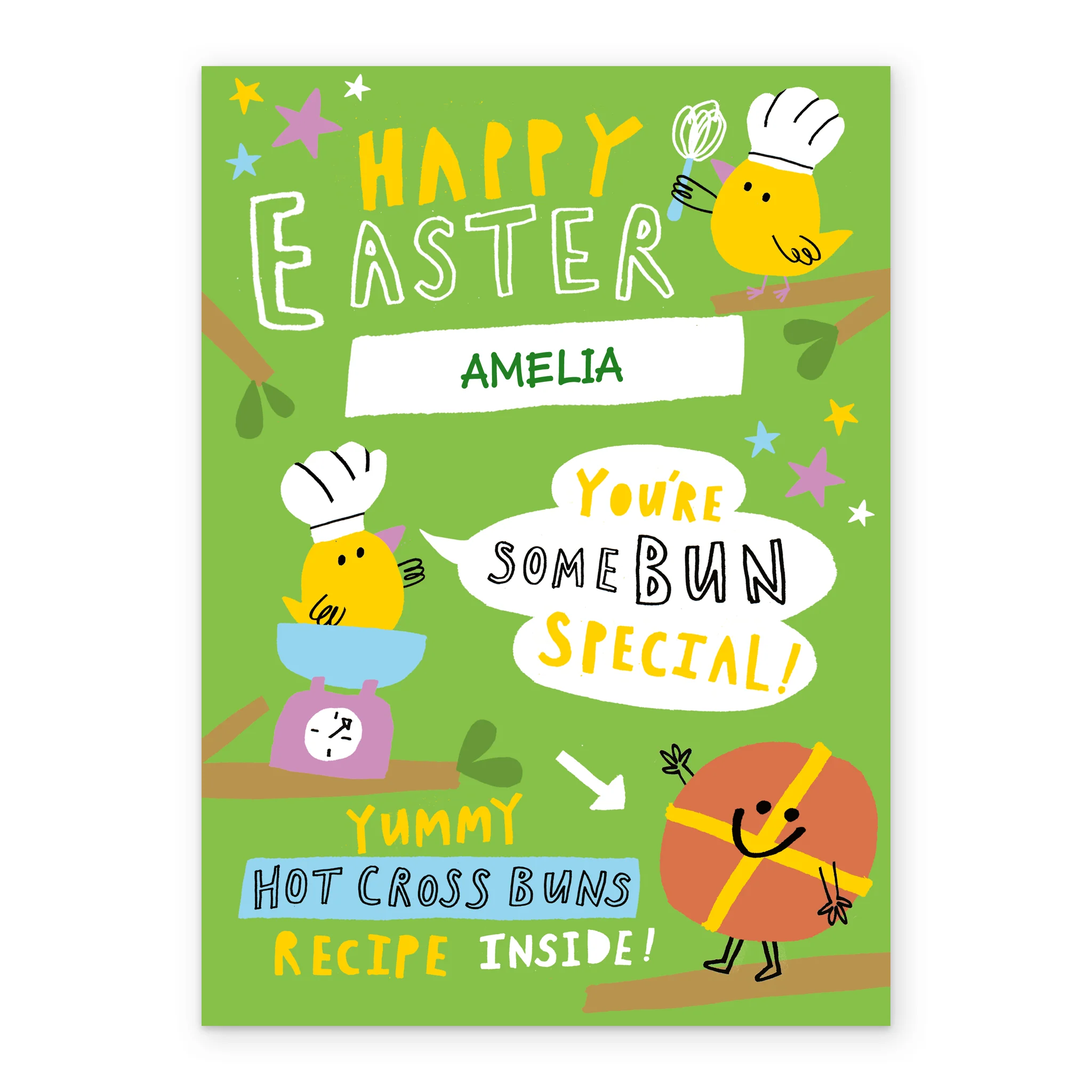 Personalised Funny Hot Cross Bun Easter Card for Kids - Image 2
