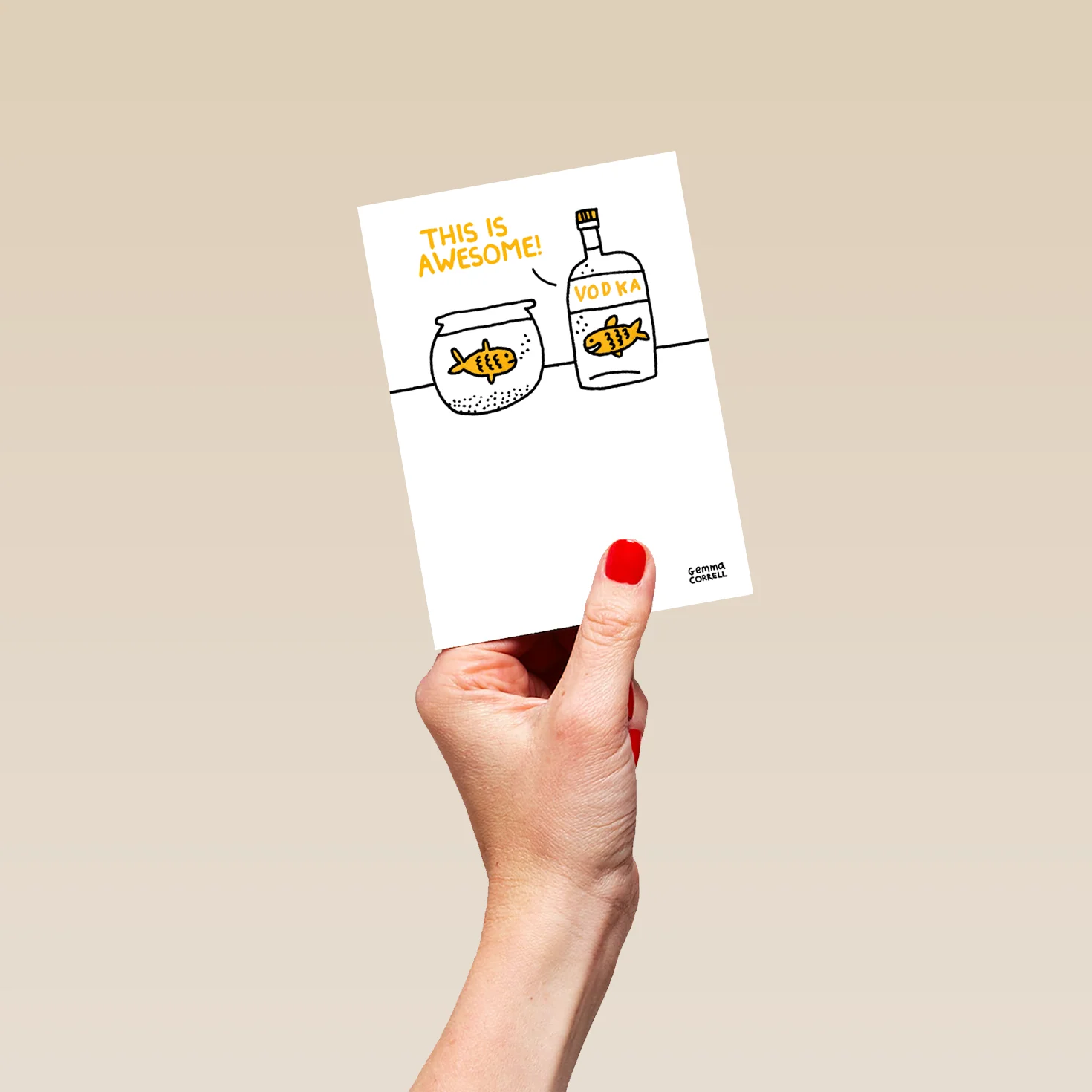 Personalised Funny Illustrated Cartoon Vodka Goldfish Birthday Card - Image 4