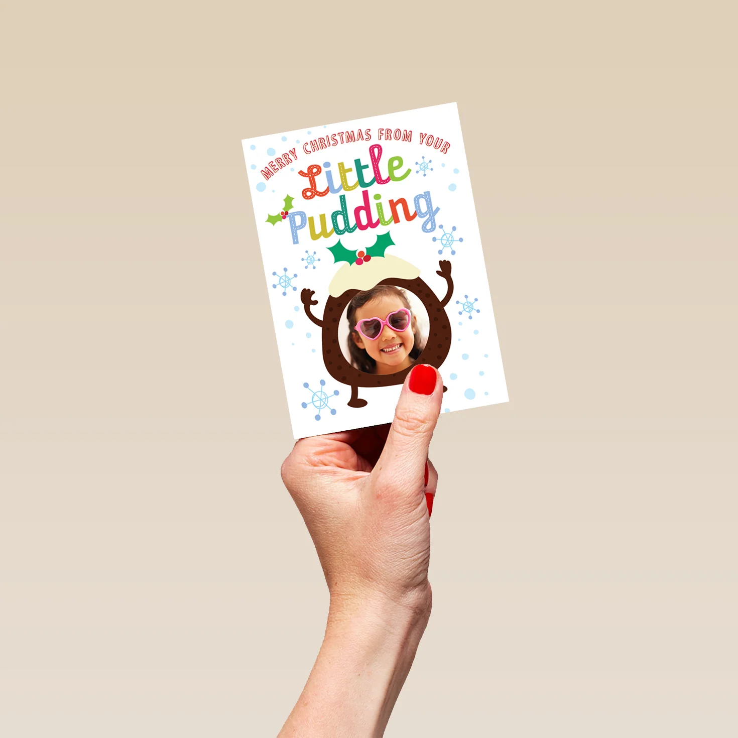 Personalised Funny Little Pudding Christmas Photo Upload Card - Image 4