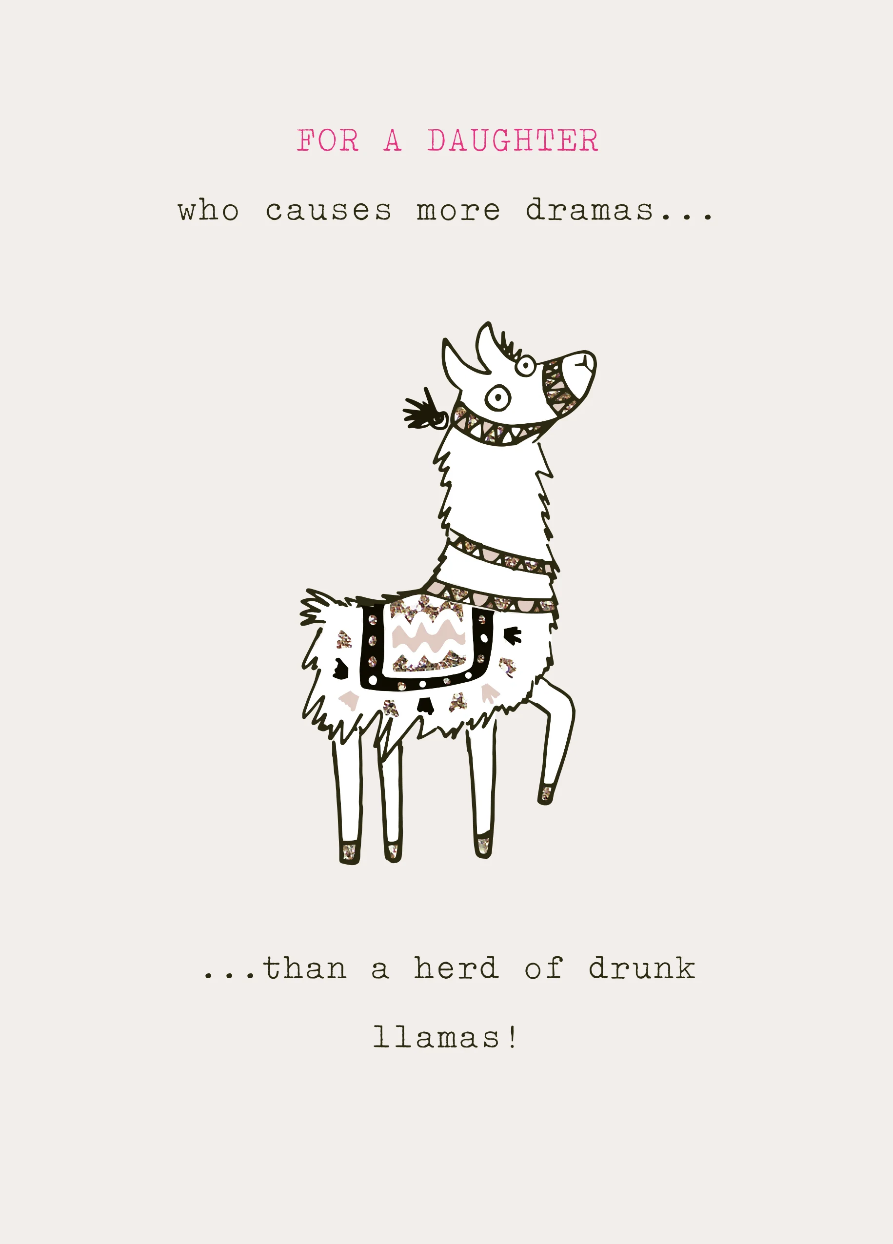 Personalised Funny Llamas Birthday Card For Daughter