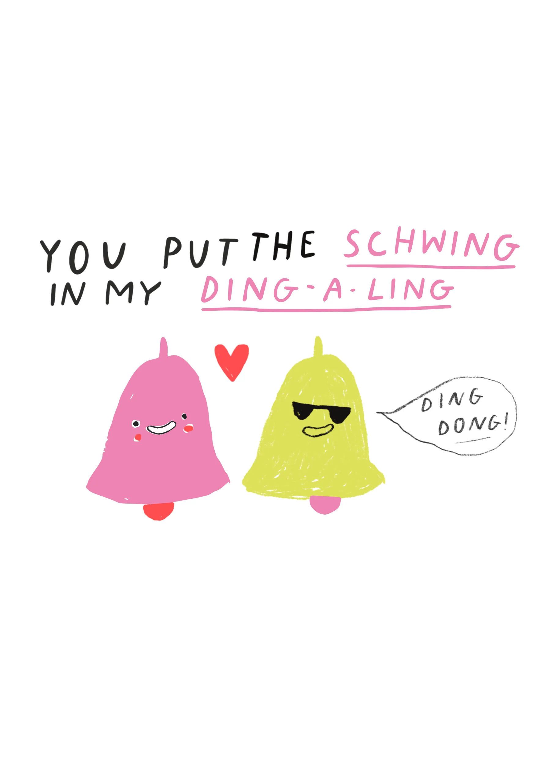 Personalised Funny Love Heart & Bells Valentine's Day Card
