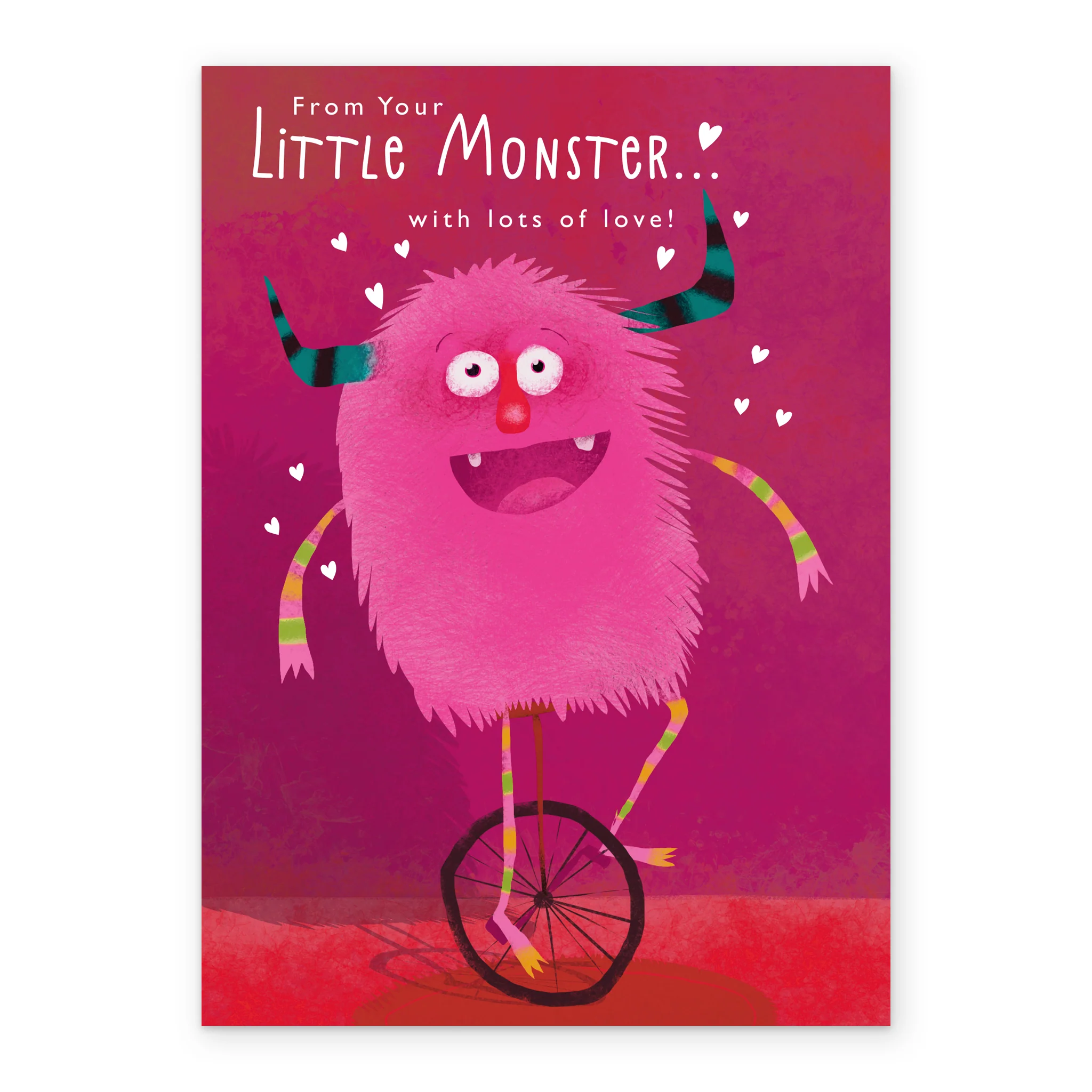 Personalised Funny Monster With Unicycle Kids Valentine's Day Card - Image 2
