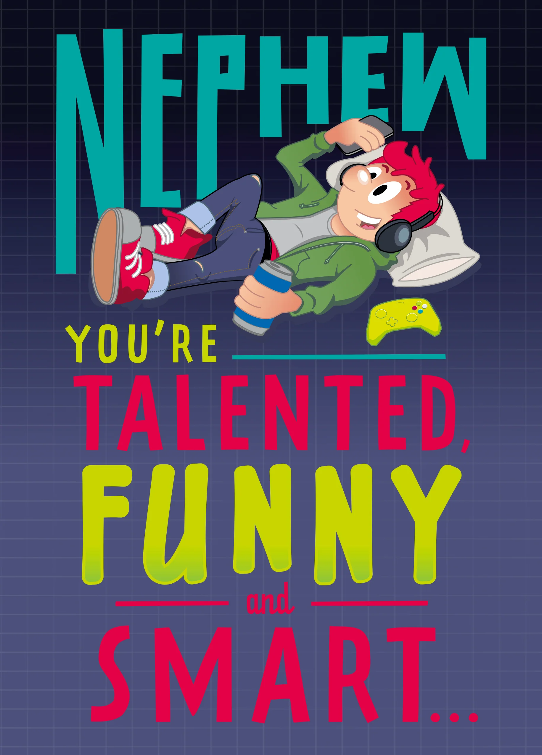 Personalised Funny Nephew Cartoon Birthday Card
