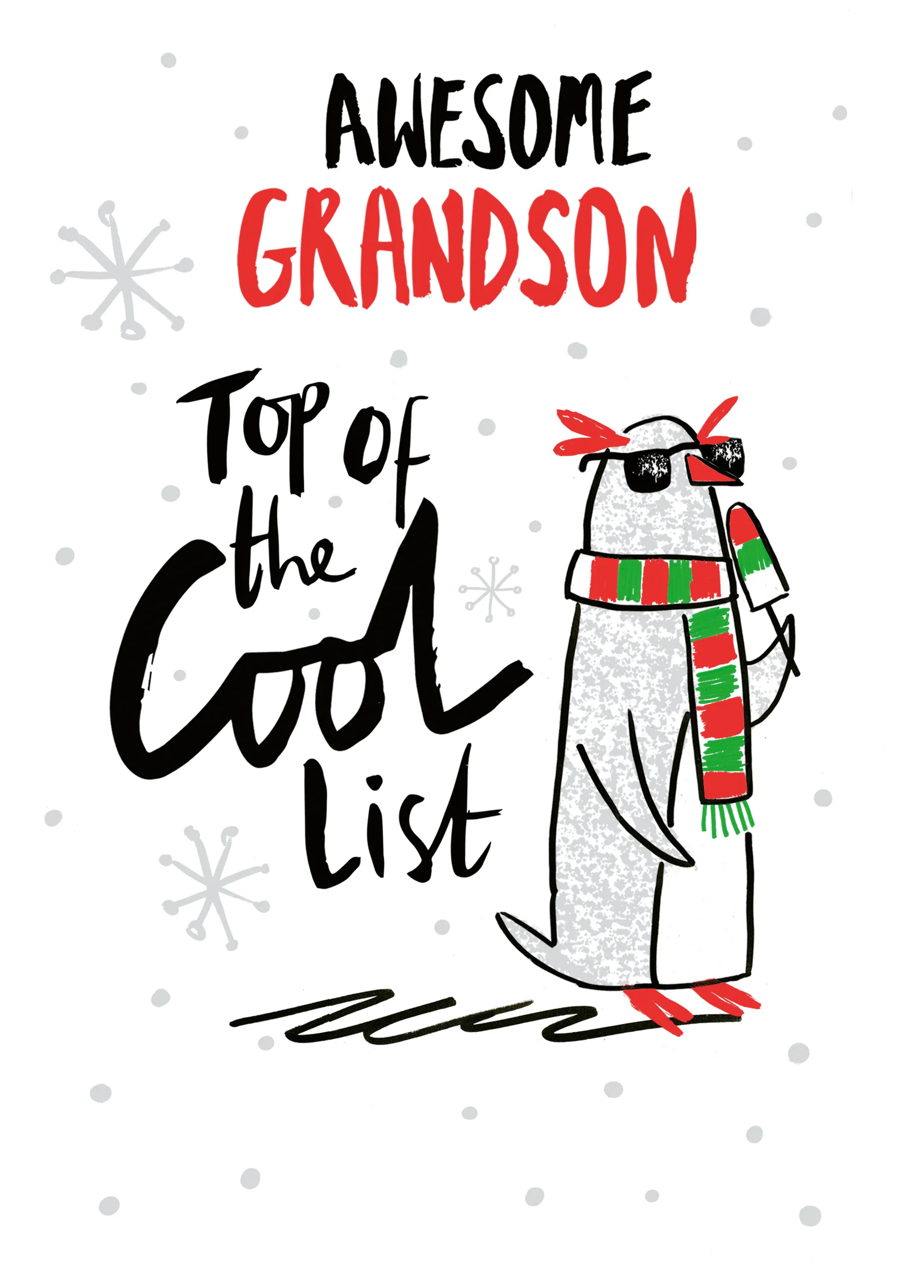 Personalised Funny Penguin Christmas Card for Grandson