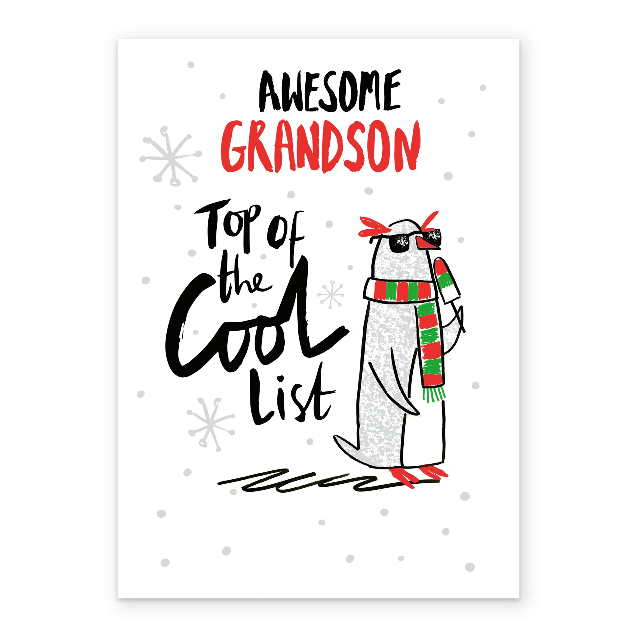 Personalised Funny Penguin Christmas Card for Grandson - Image 2