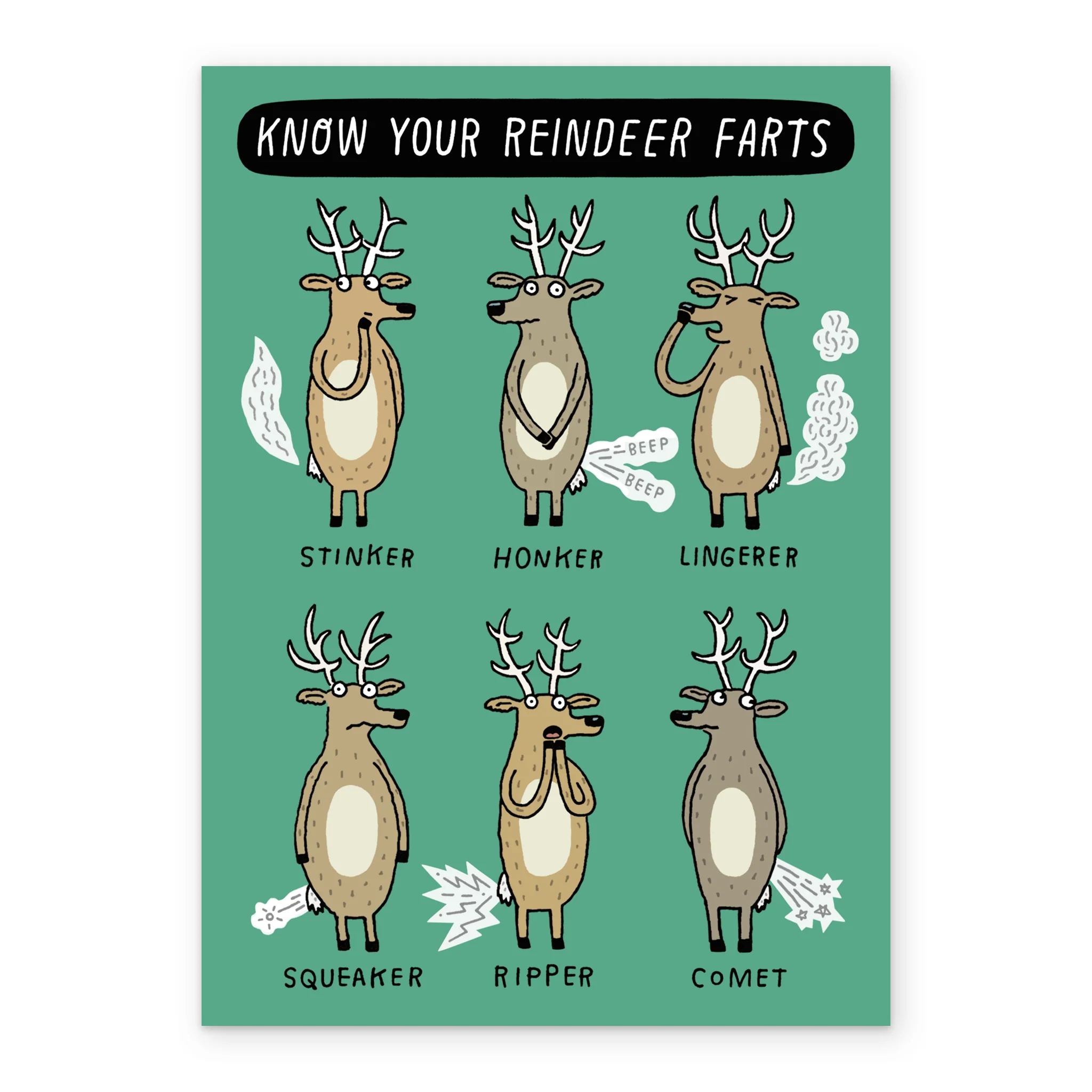 Personalised Funny Reindeer Farting Christmas Card - Image 2