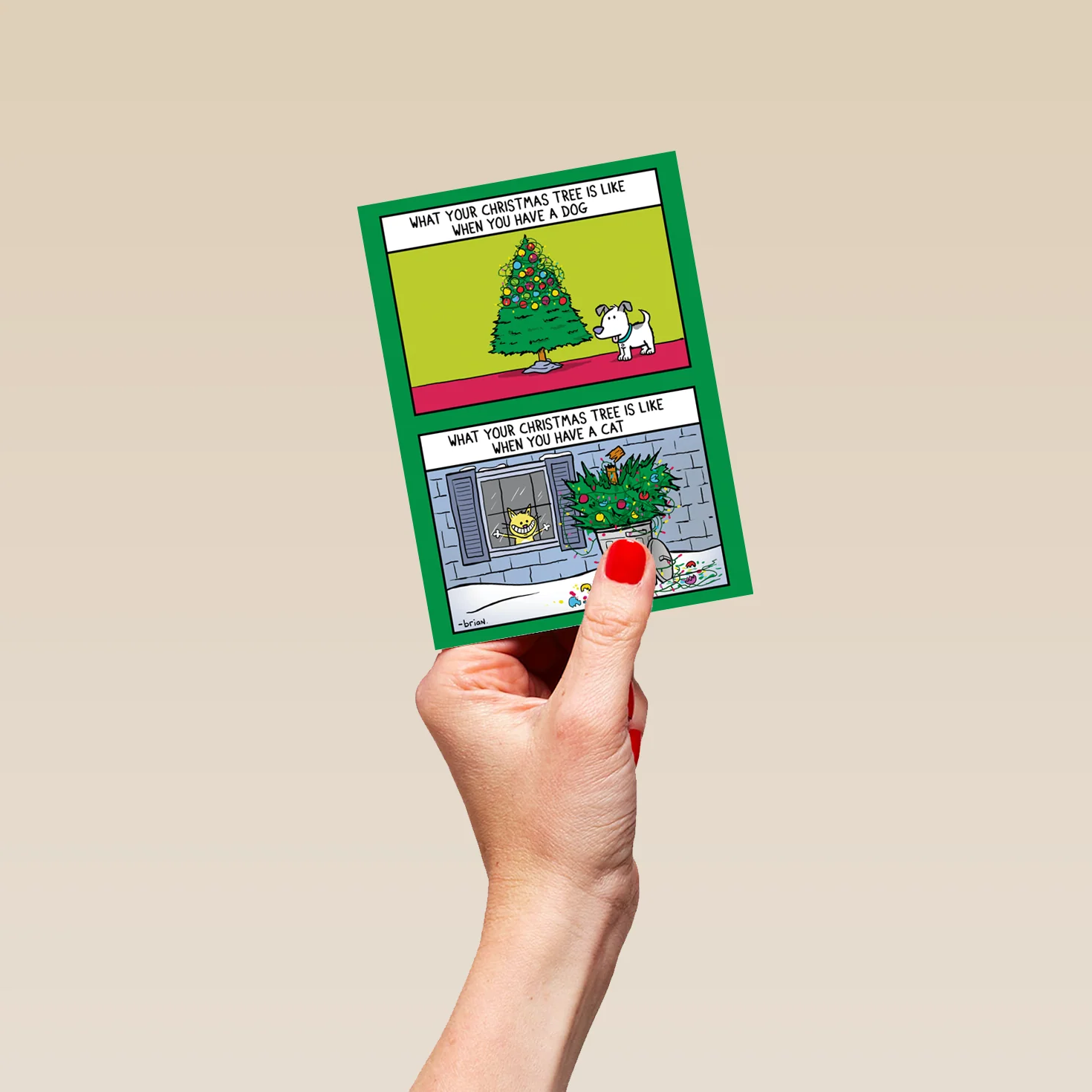 Personalised Funny Shoebox Cartoon Christmas Tree Card - Image 4