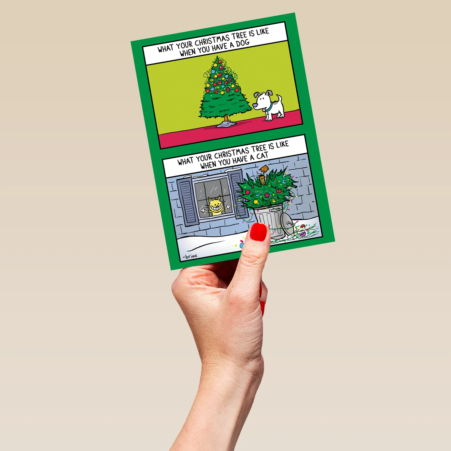 Personalised Funny Shoebox Cartoon Christmas Tree Card - Image 5