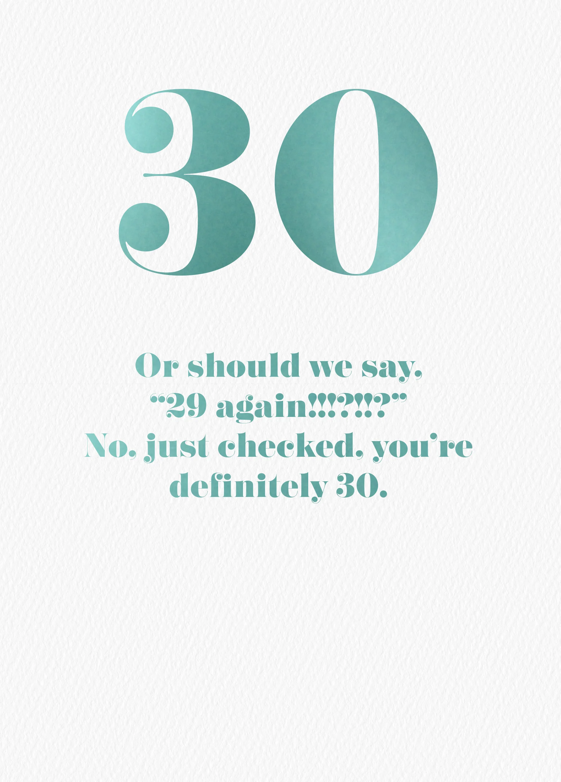 Personalised Funny Text 30th Birthday Card