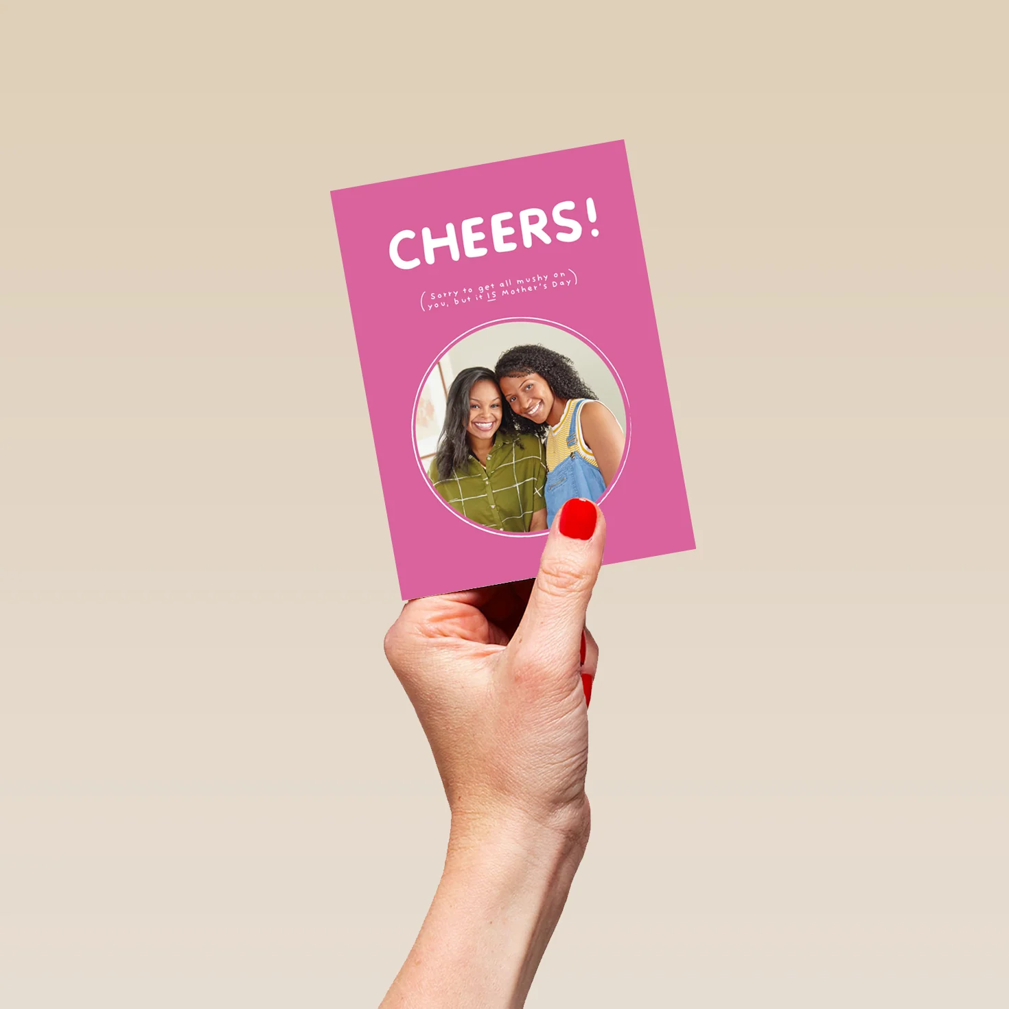 Personalised Funny Text Cheers Mother's Day Photo Upload Card - Image 4