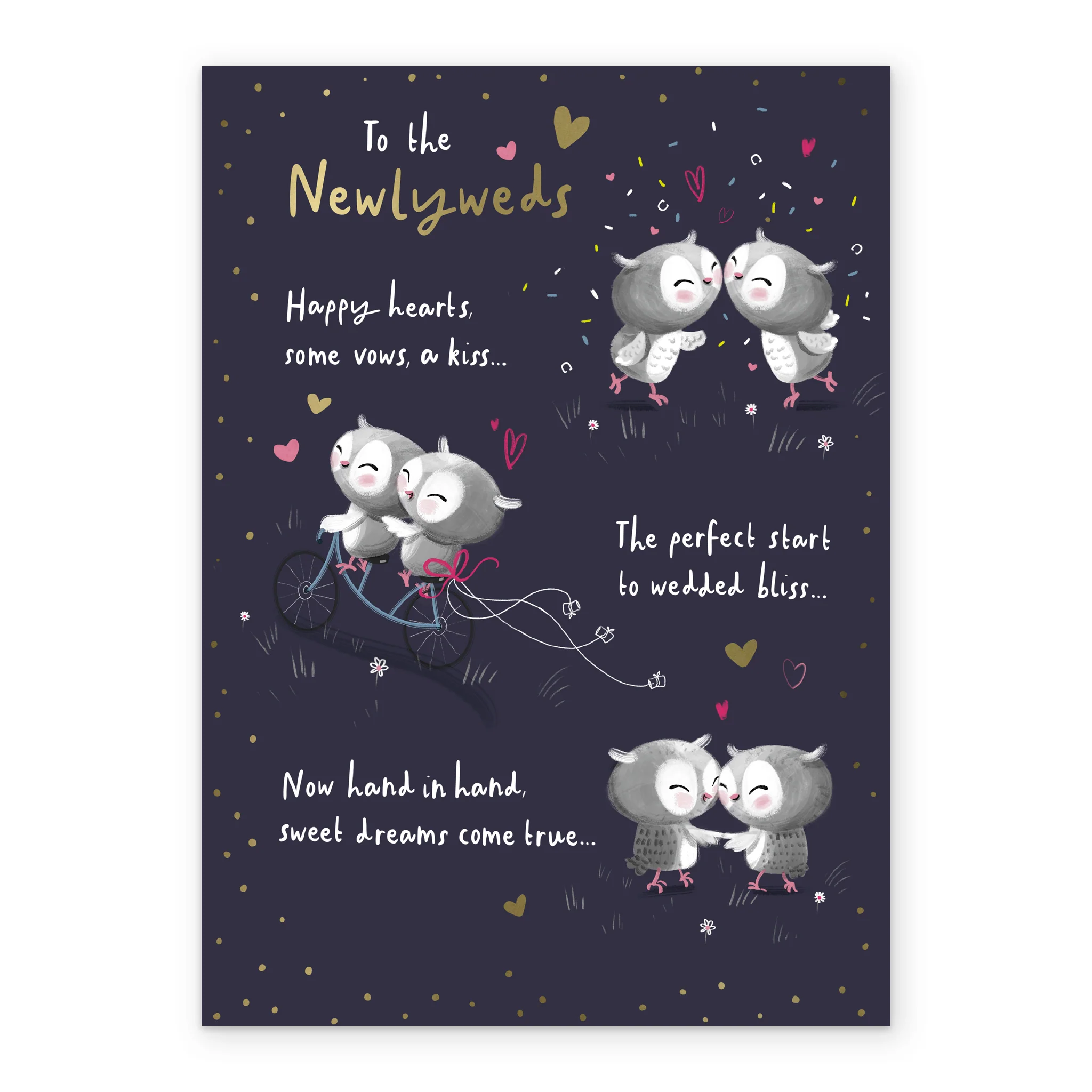 Personalised Funny Wedding Congratulations Card with Owls - Image 2