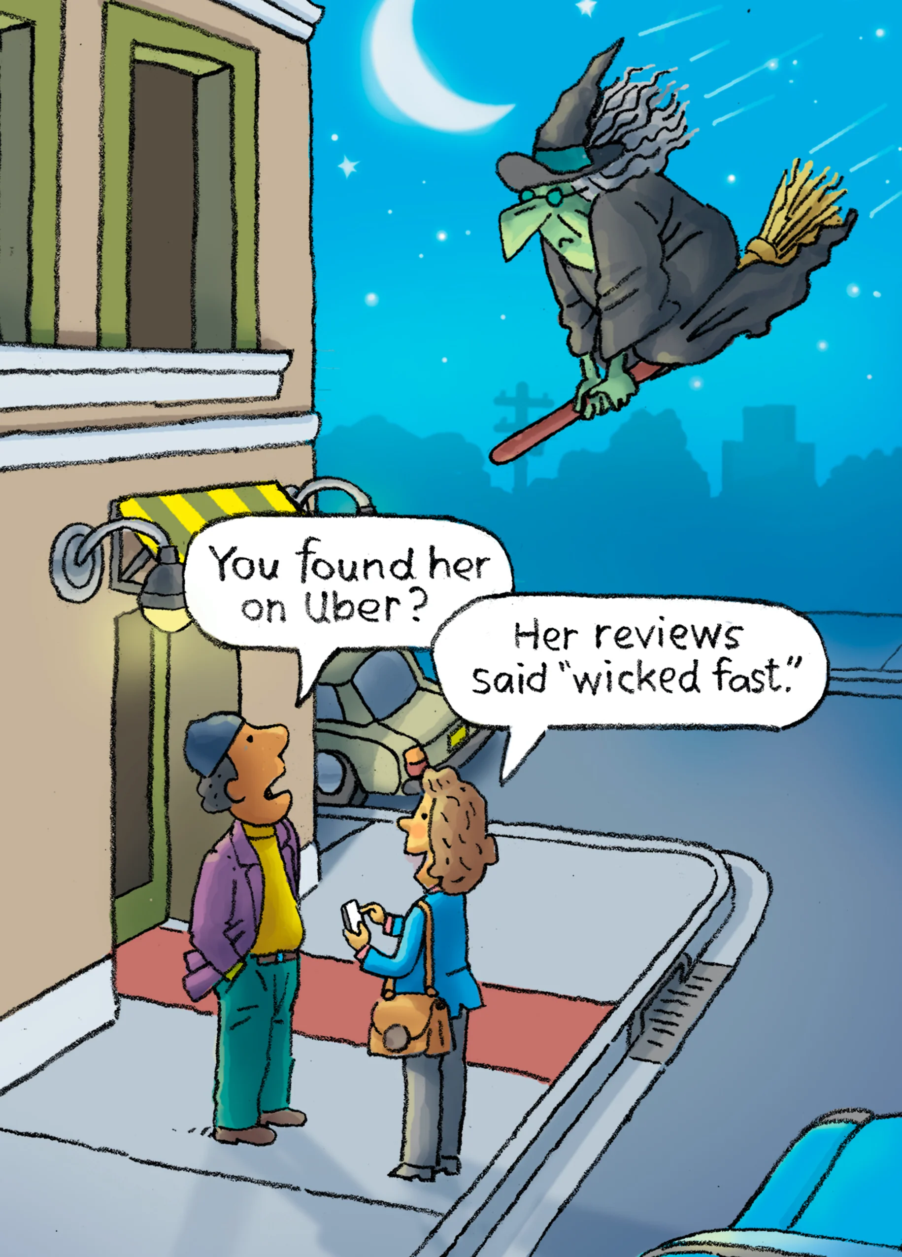 Personalised Funny Witch Taxi Service Halloween Card