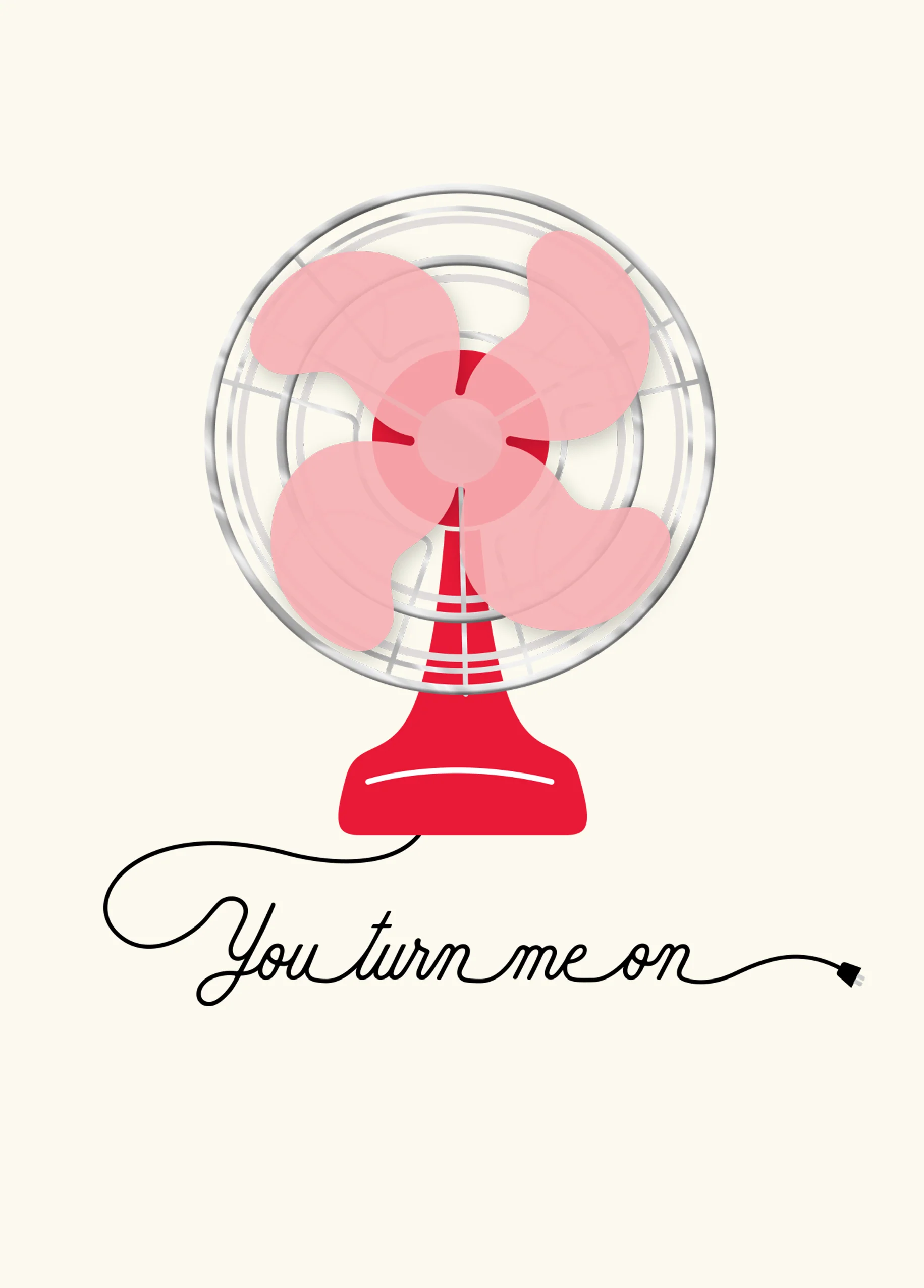 Personalised Funny 'You Turn Me On' Pink Fan Valentine's Day Card