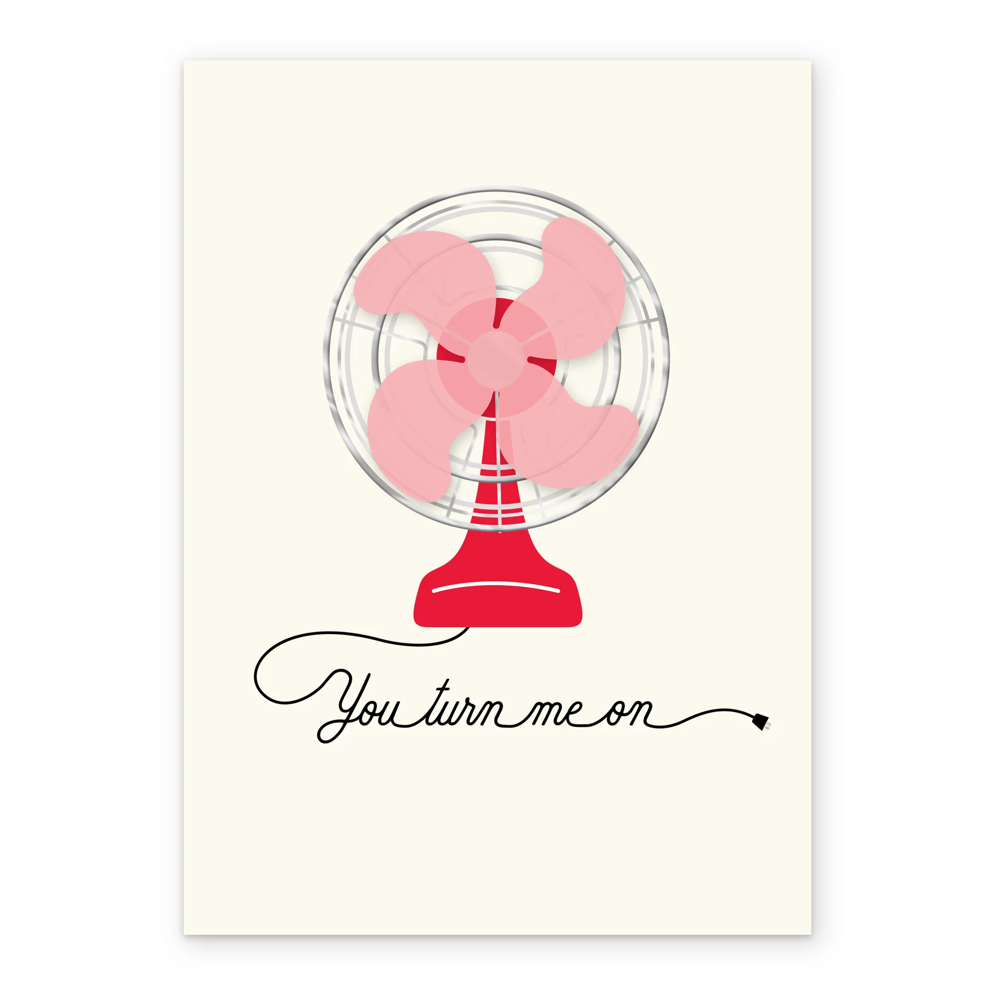Personalised Funny 'You Turn Me On' Pink Fan Valentine's Day Card - Image 2