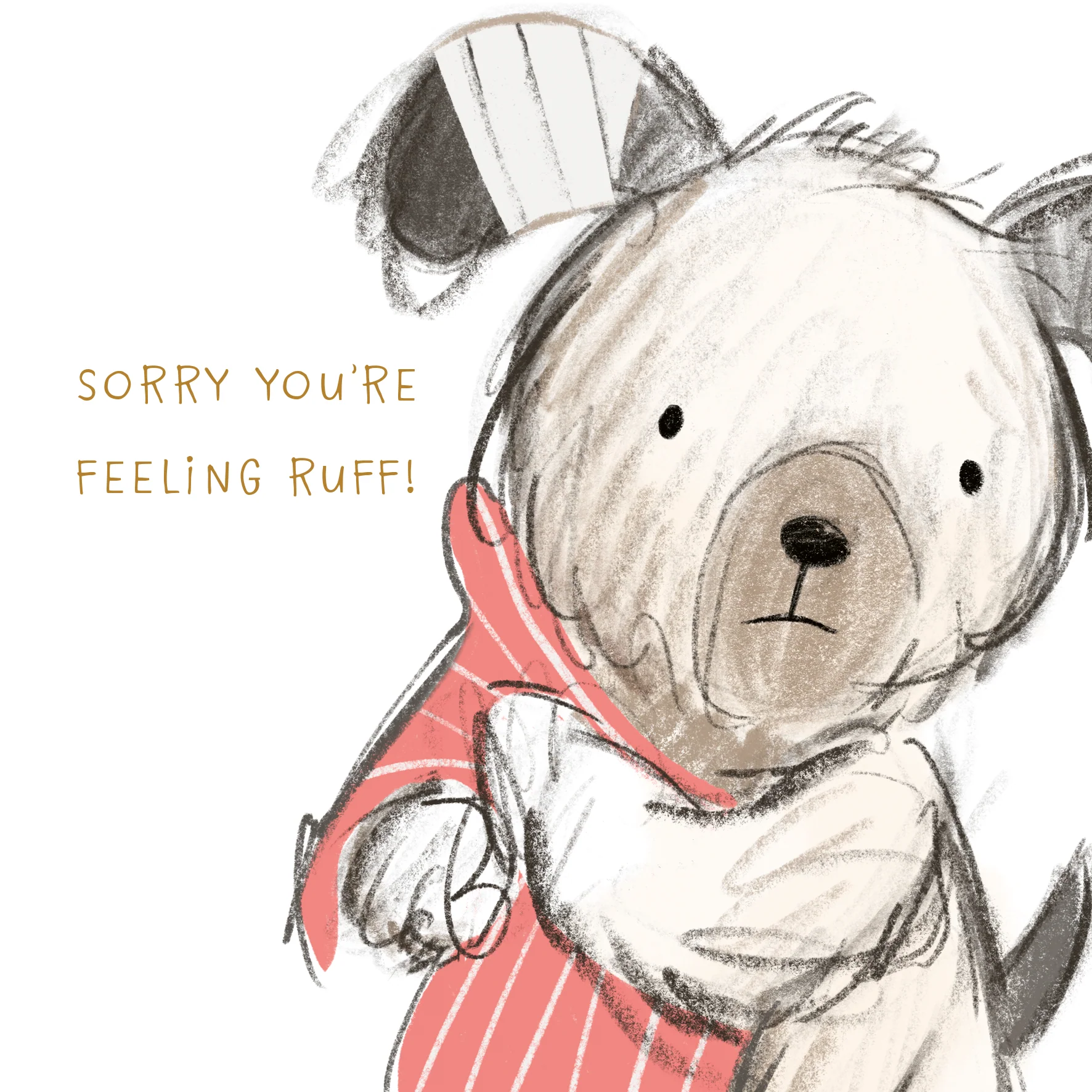 Personalised Get Well Soon Card - Cute Illustrated Dog with Blanket Design