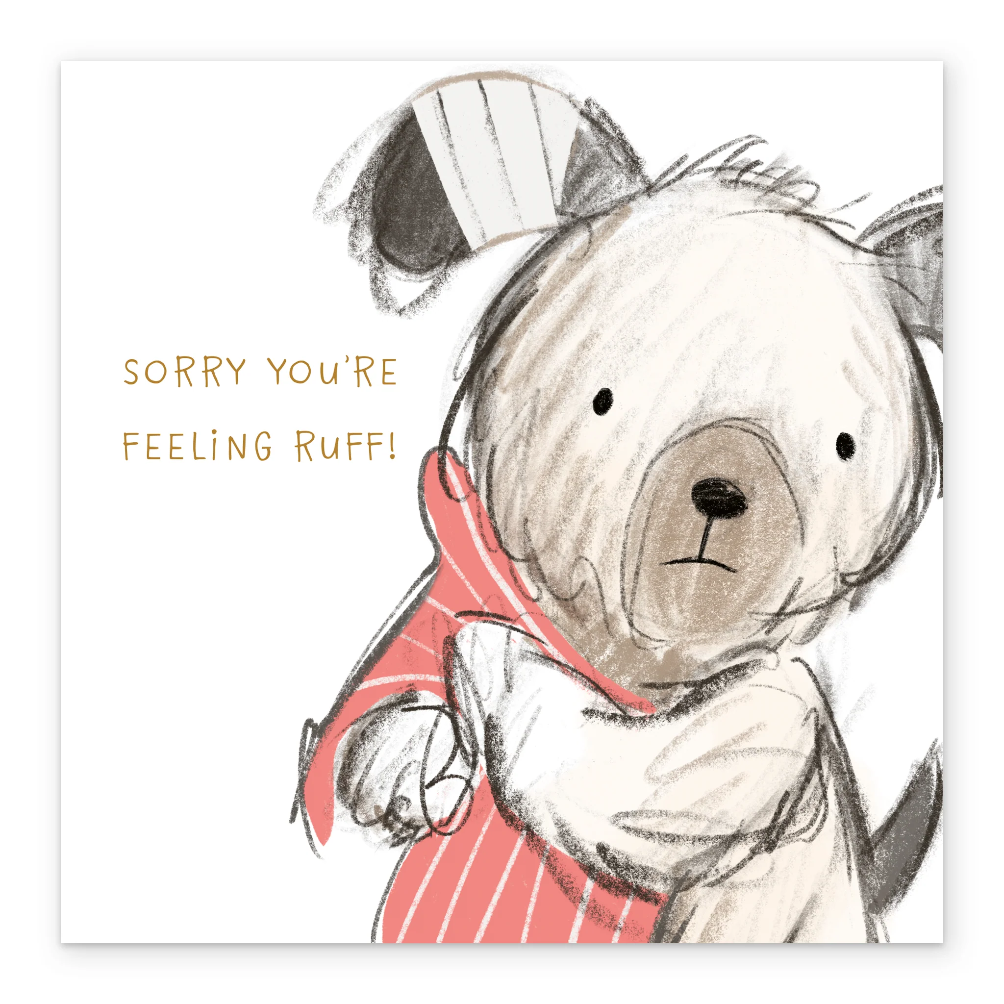 Personalised Get Well Soon Card - Cute Illustrated Dog with Blanket Design - Image 2