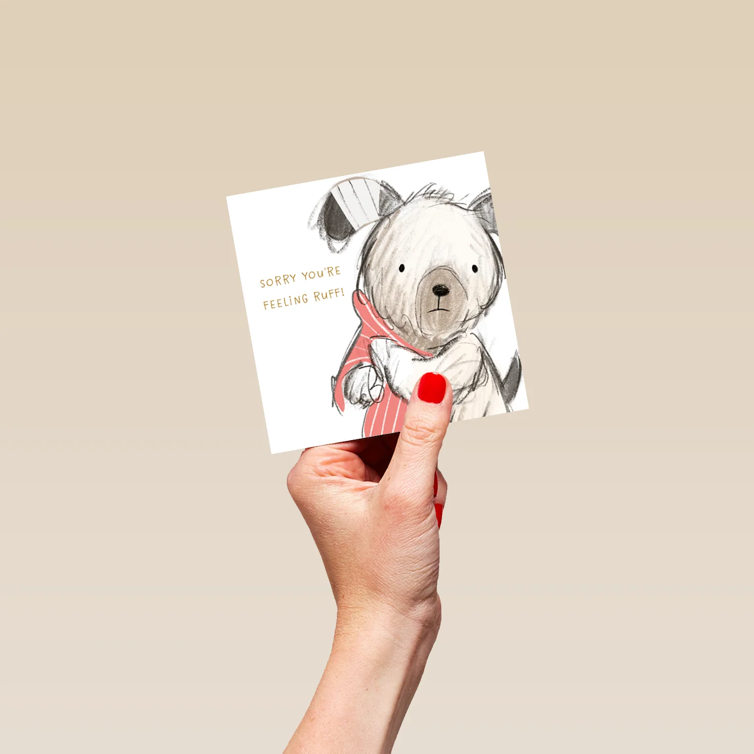 Personalised Get Well Soon Card - Cute Illustrated Dog with Blanket Design - Image 4