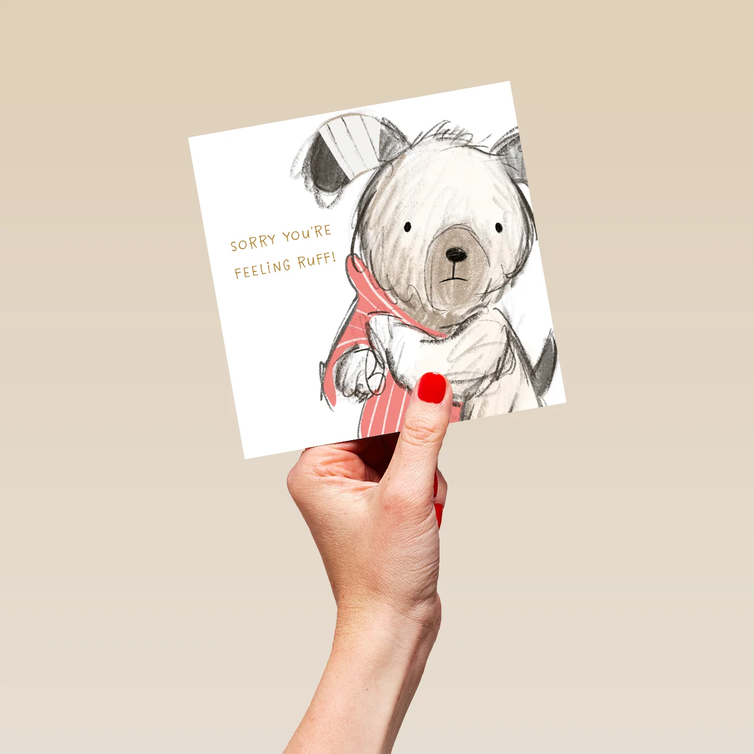 Personalised Get Well Soon Card - Cute Illustrated Dog with Blanket Design - Image 5