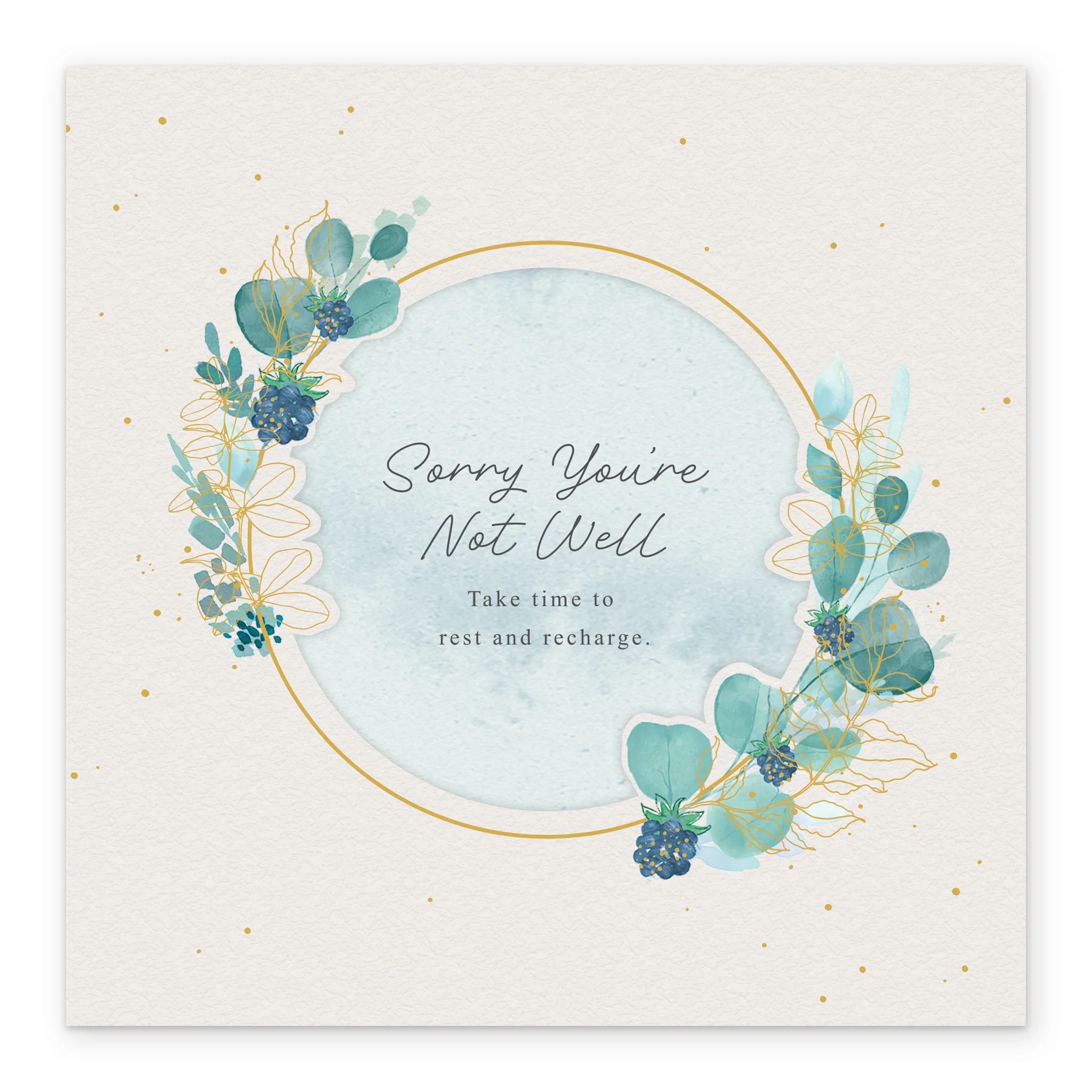 Personalised Get Well Soon Card - Watercolour Circular Frame with Flowers - Image 2
