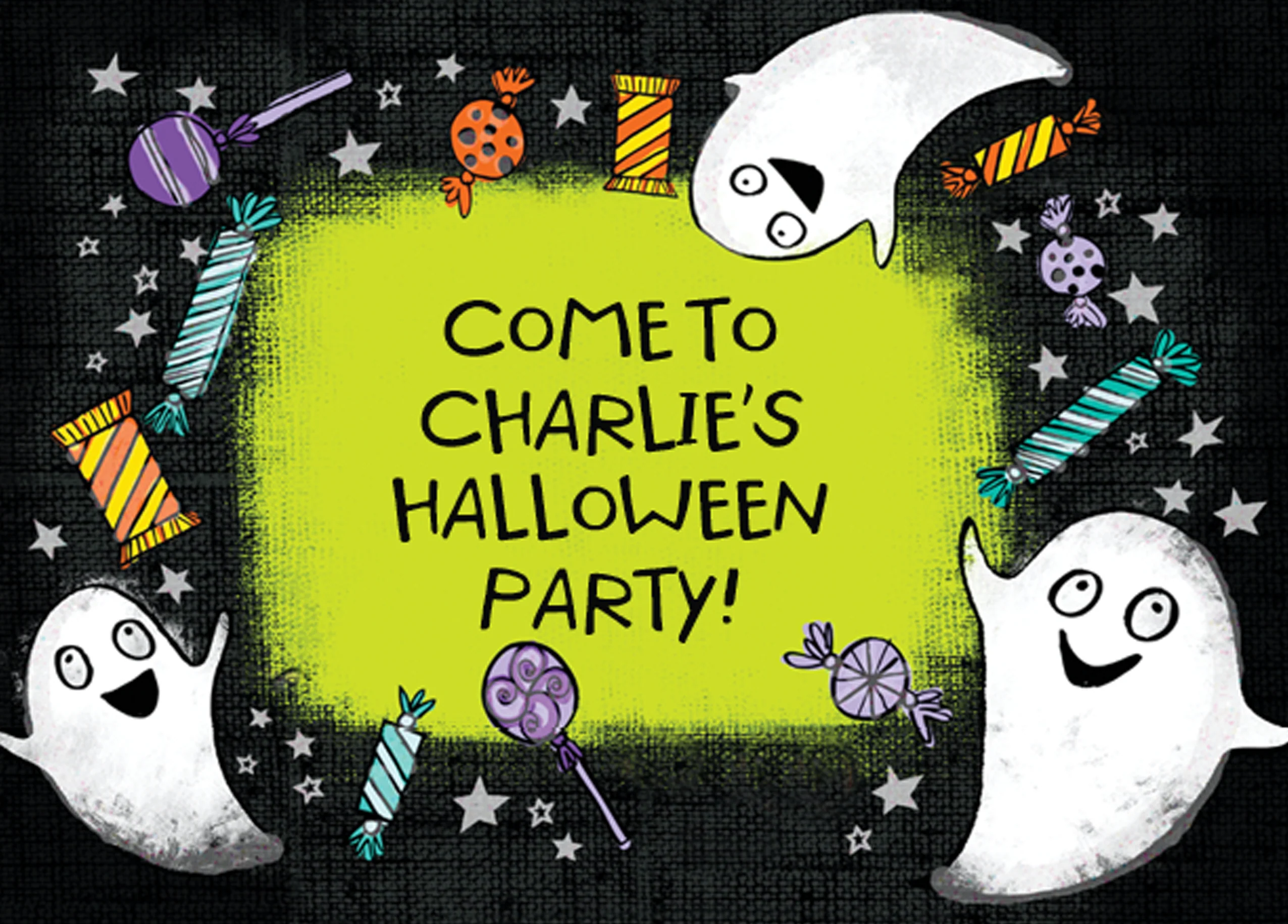Personalised Ghost & Sweet Border Halloween Card