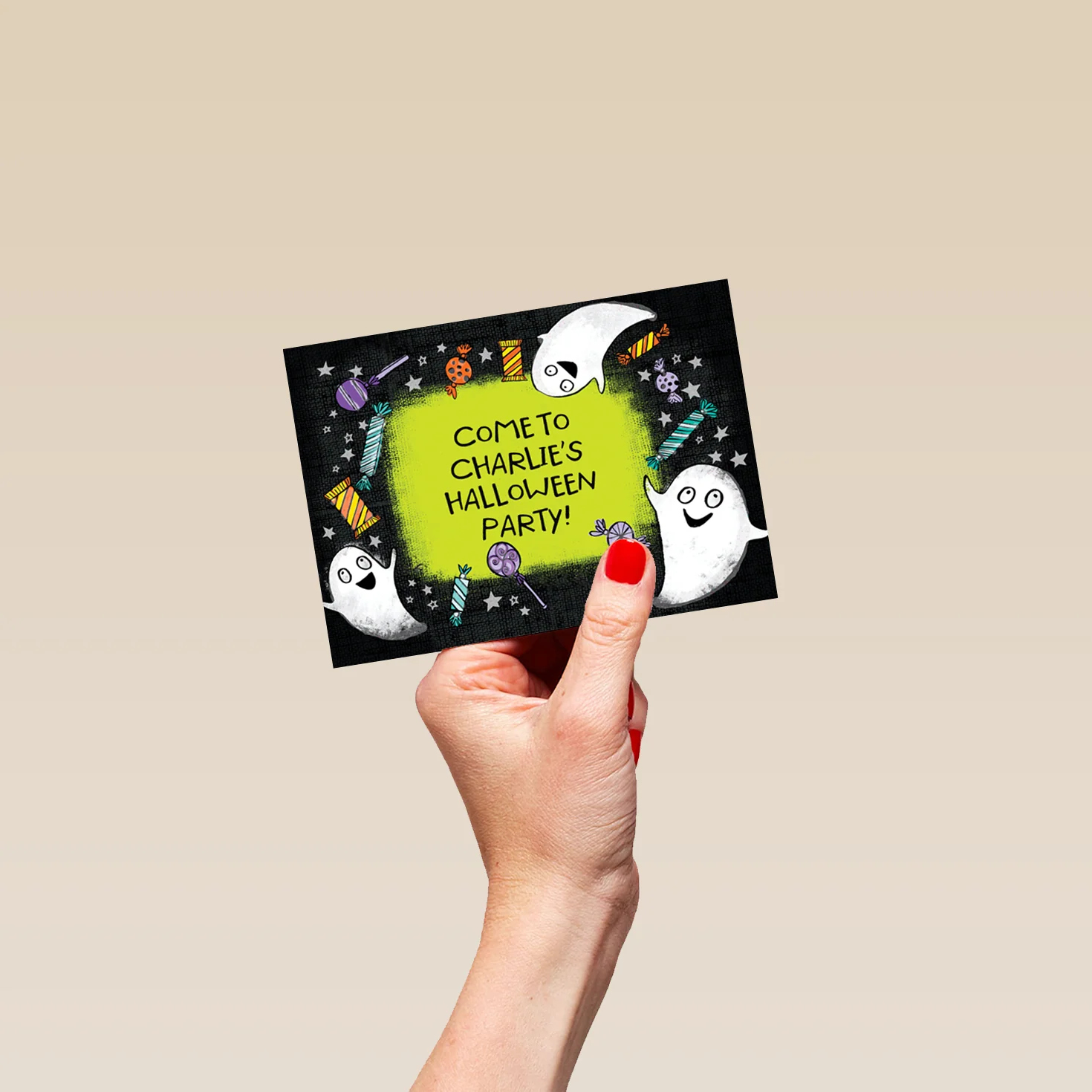 Personalised Ghost & Sweet Border Halloween Card - Image 4