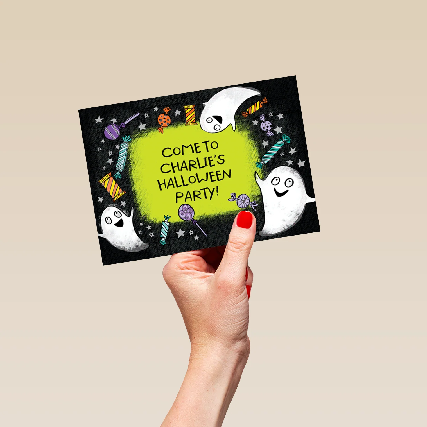 Personalised Ghost & Sweet Border Halloween Card - Image 5