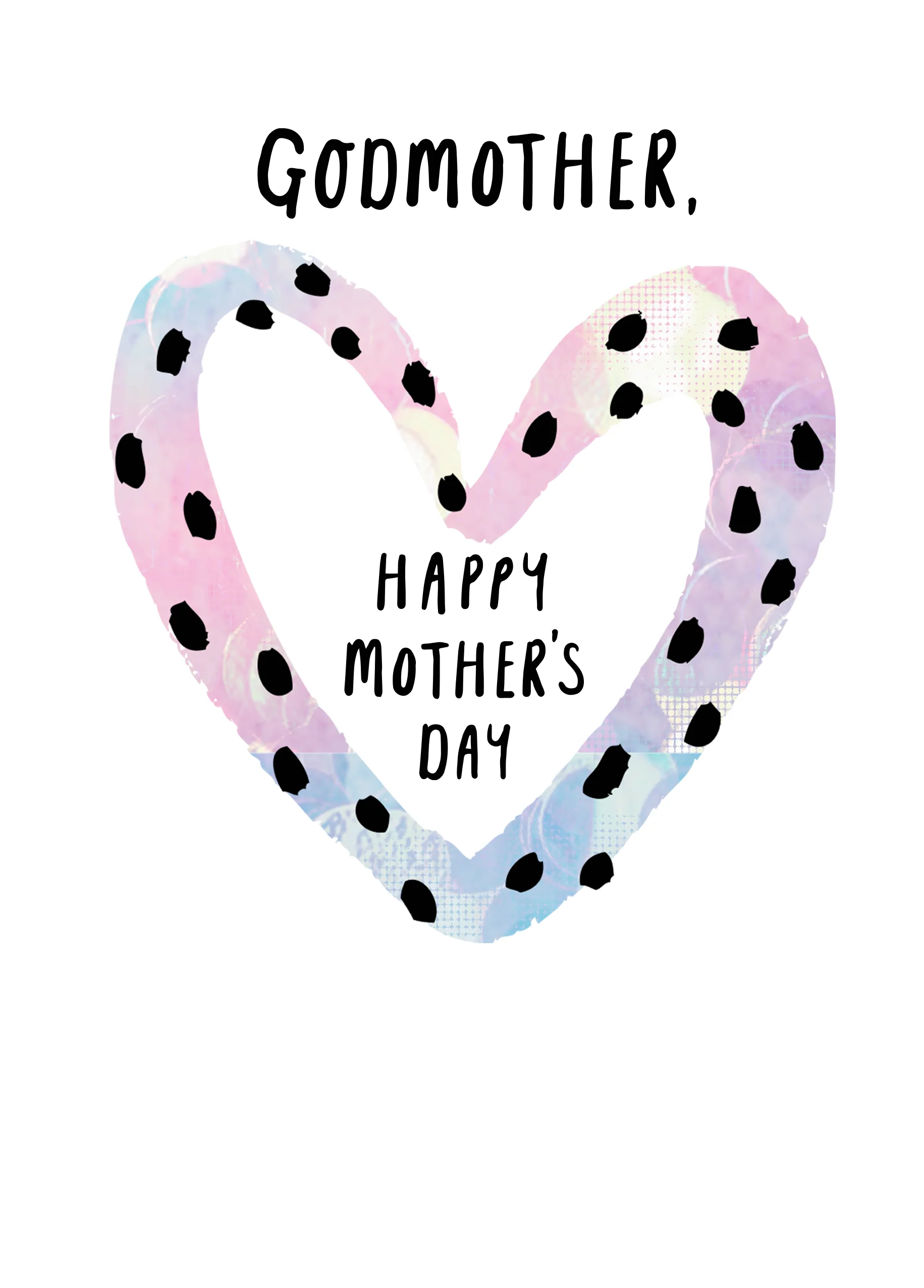 Personalised Godmother Love Heart Polka Dots Mother's Day Card