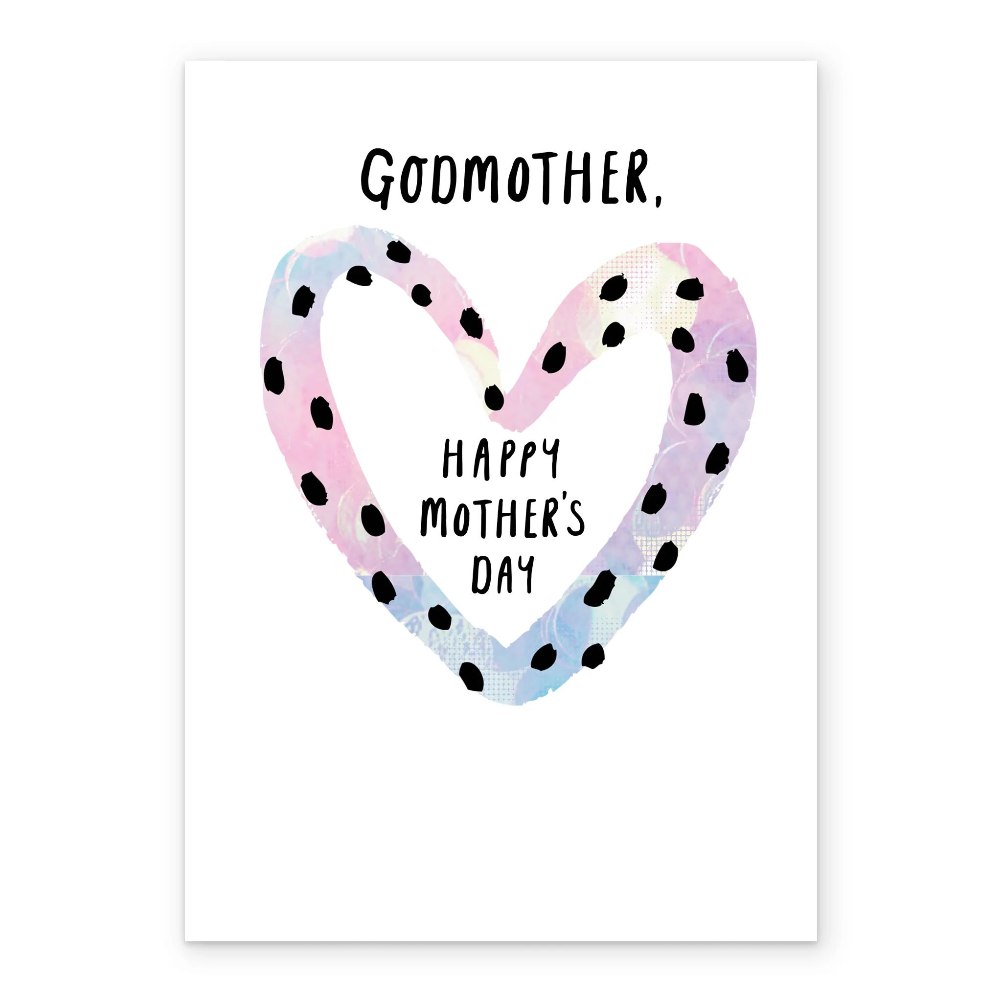 Personalised Godmother Love Heart Polka Dots Mother's Day Card - Image 2