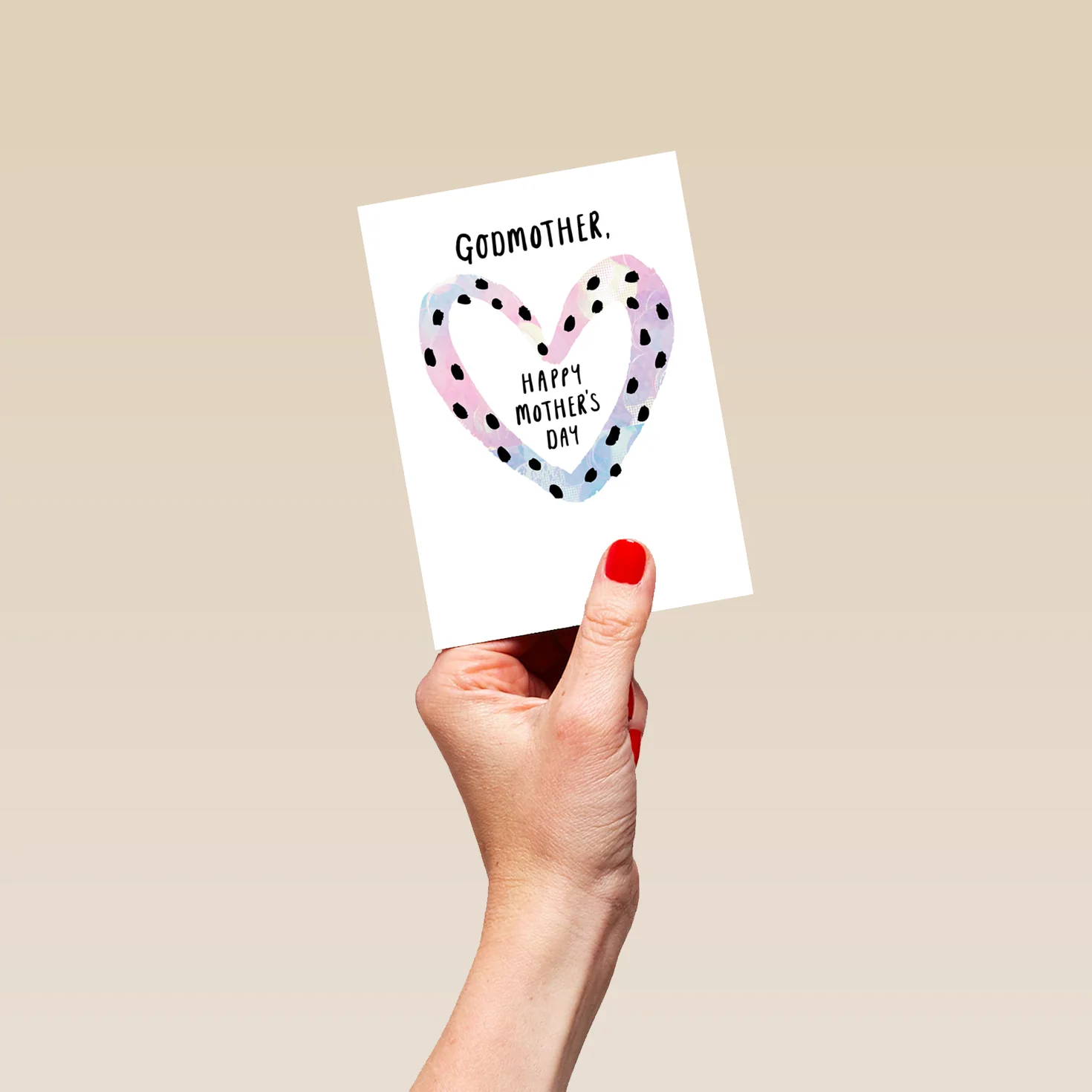 Personalised Godmother Love Heart Polka Dots Mother's Day Card - Image 4