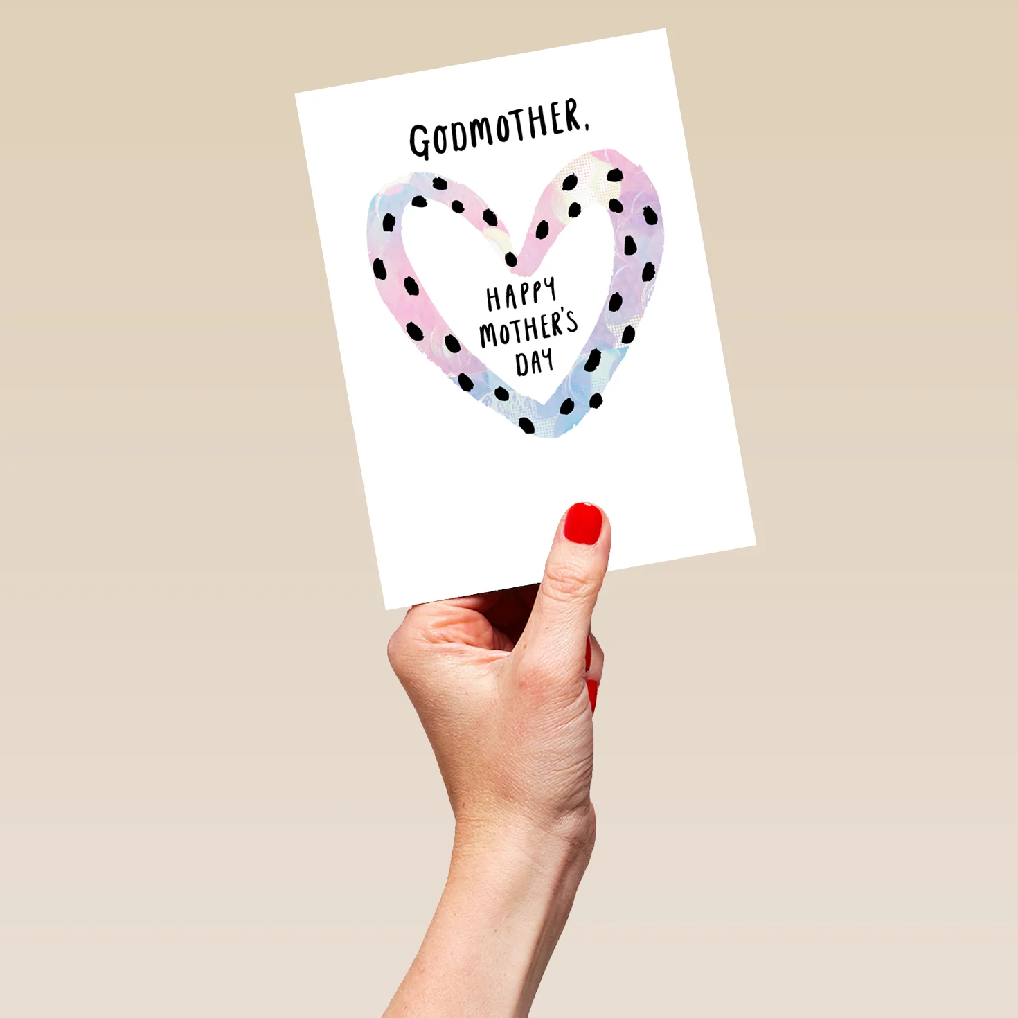 Personalised Godmother Love Heart Polka Dots Mother's Day Card - Image 5