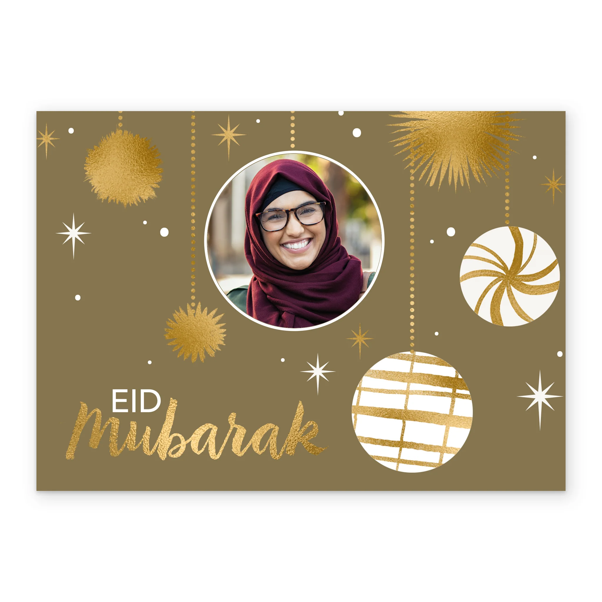 Personalised Gold Decorations Eid Mubarak Photo Upload Card - Image 2