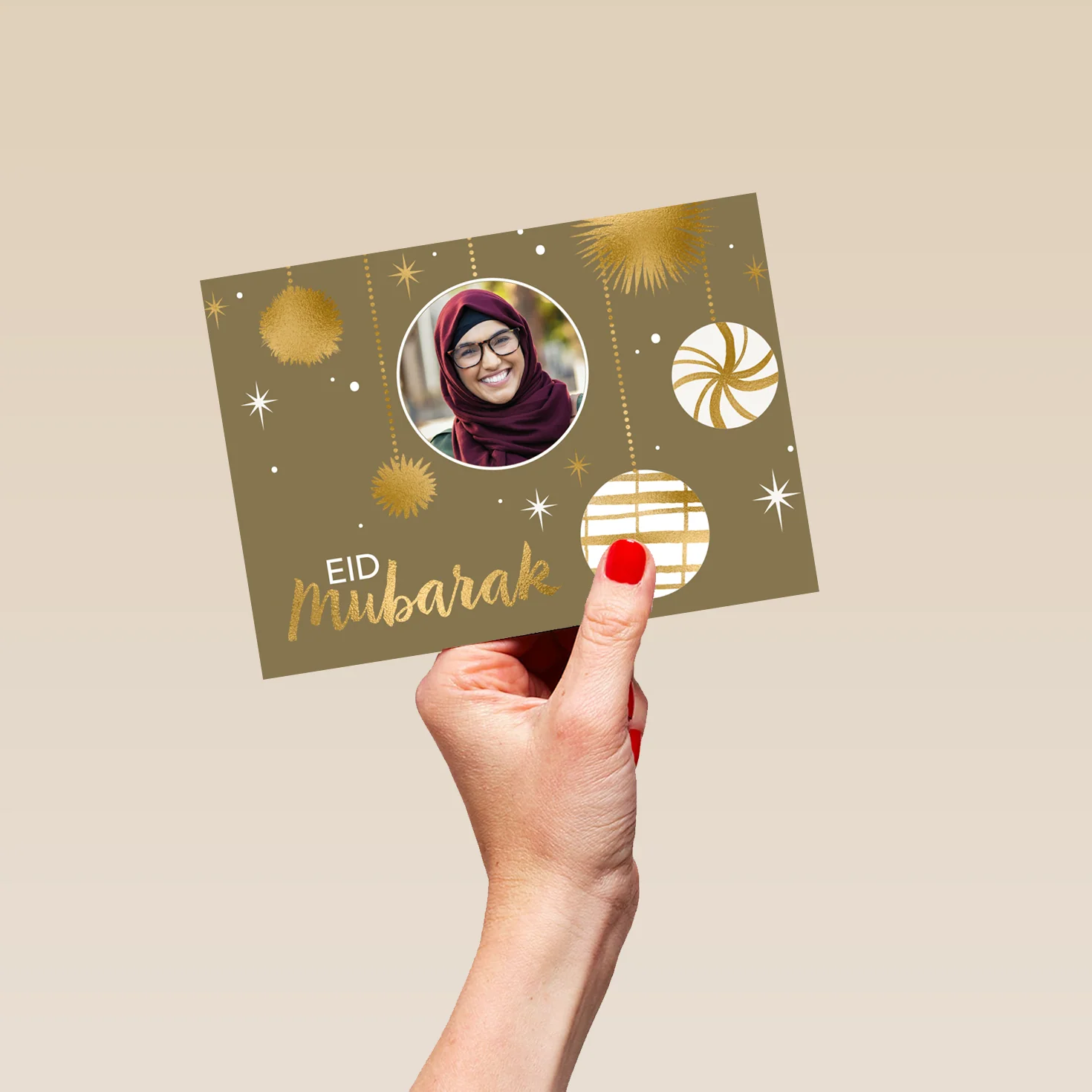 Personalised Gold Decorations Eid Mubarak Photo Upload Card - Image 5