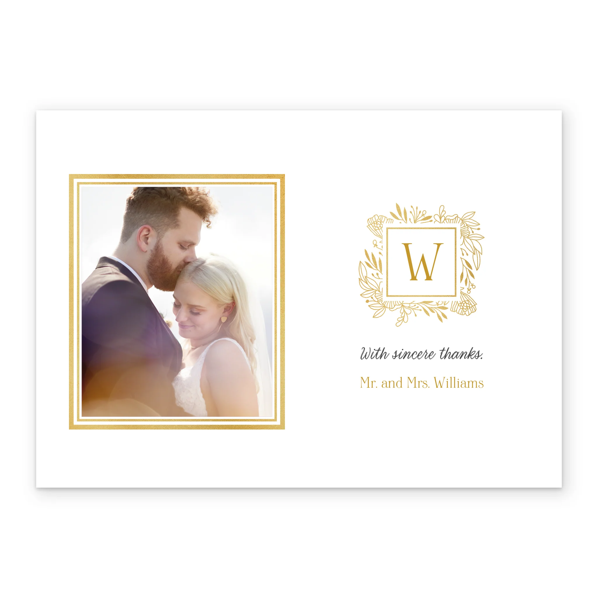 Personalised 'Gold Monogram' Photo Upload Wedding Thank You Card - Image 2