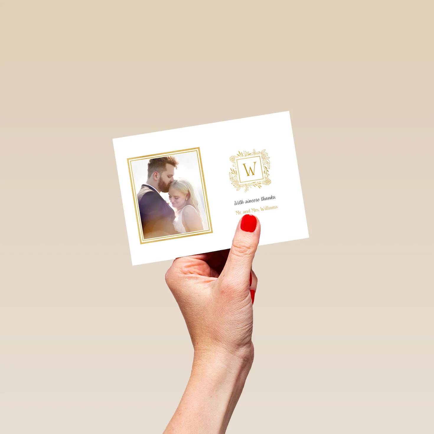 Personalised 'Gold Monogram' Photo Upload Wedding Thank You Card - Image 4
