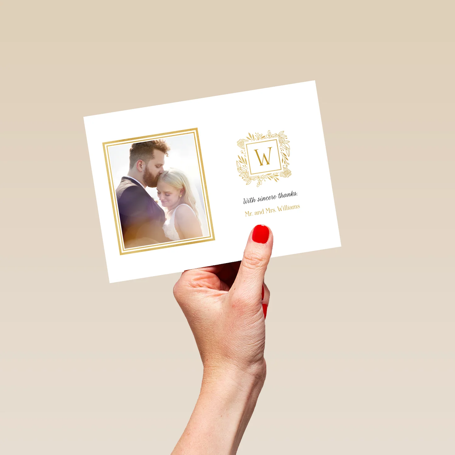 Personalised 'Gold Monogram' Photo Upload Wedding Thank You Card - Image 5