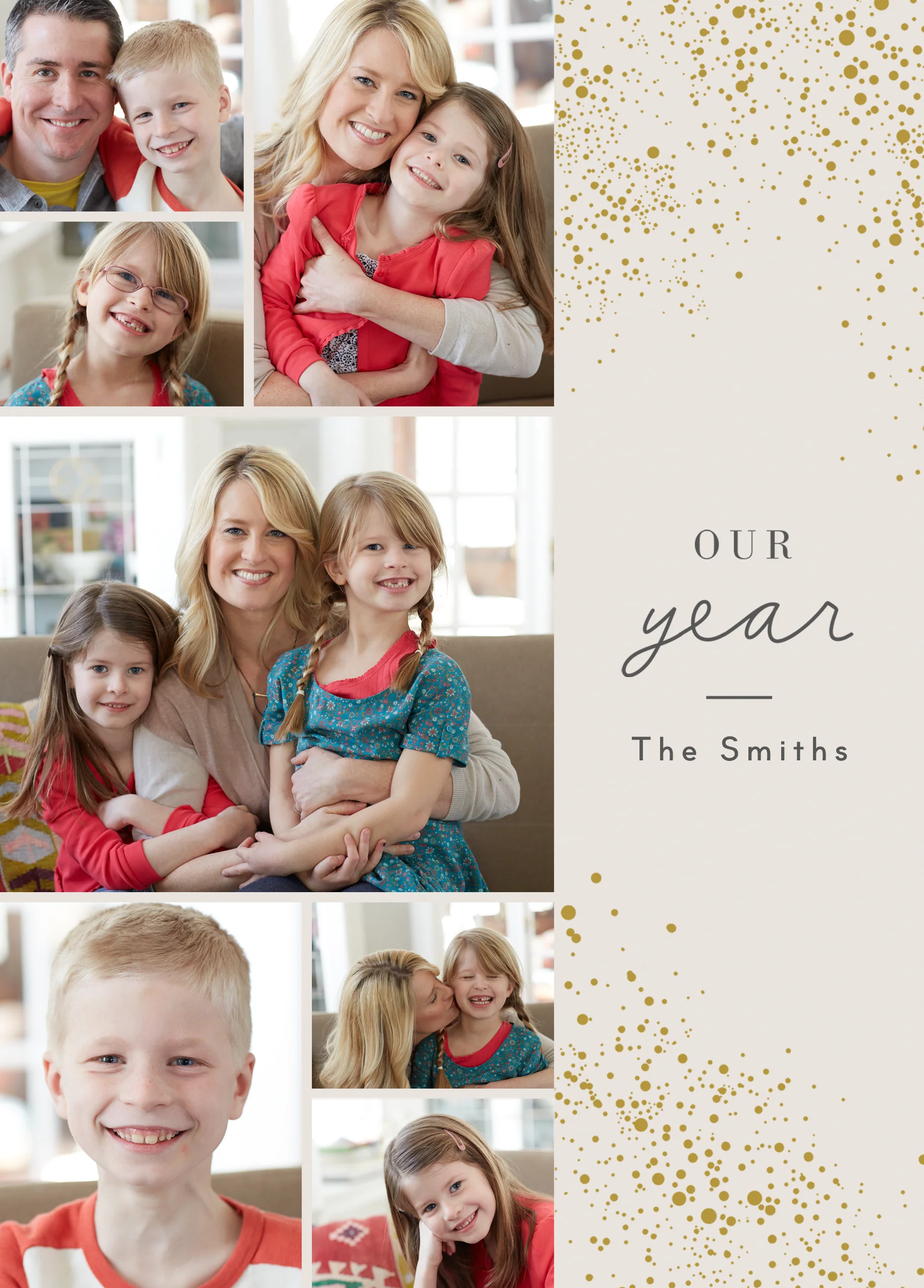 Personalised Gold Specs Photo Upload Collage Christmas Card