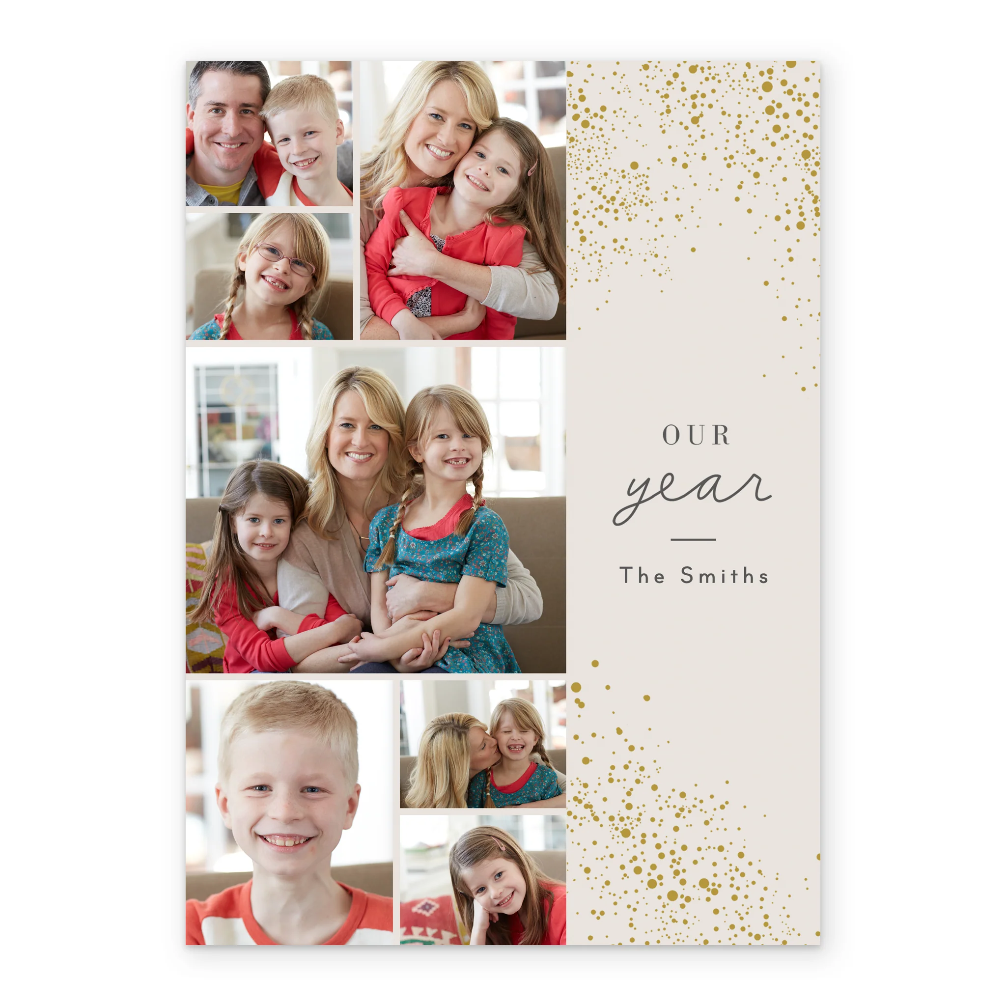 Personalised Gold Specs Photo Upload Collage Christmas Card - Image 2