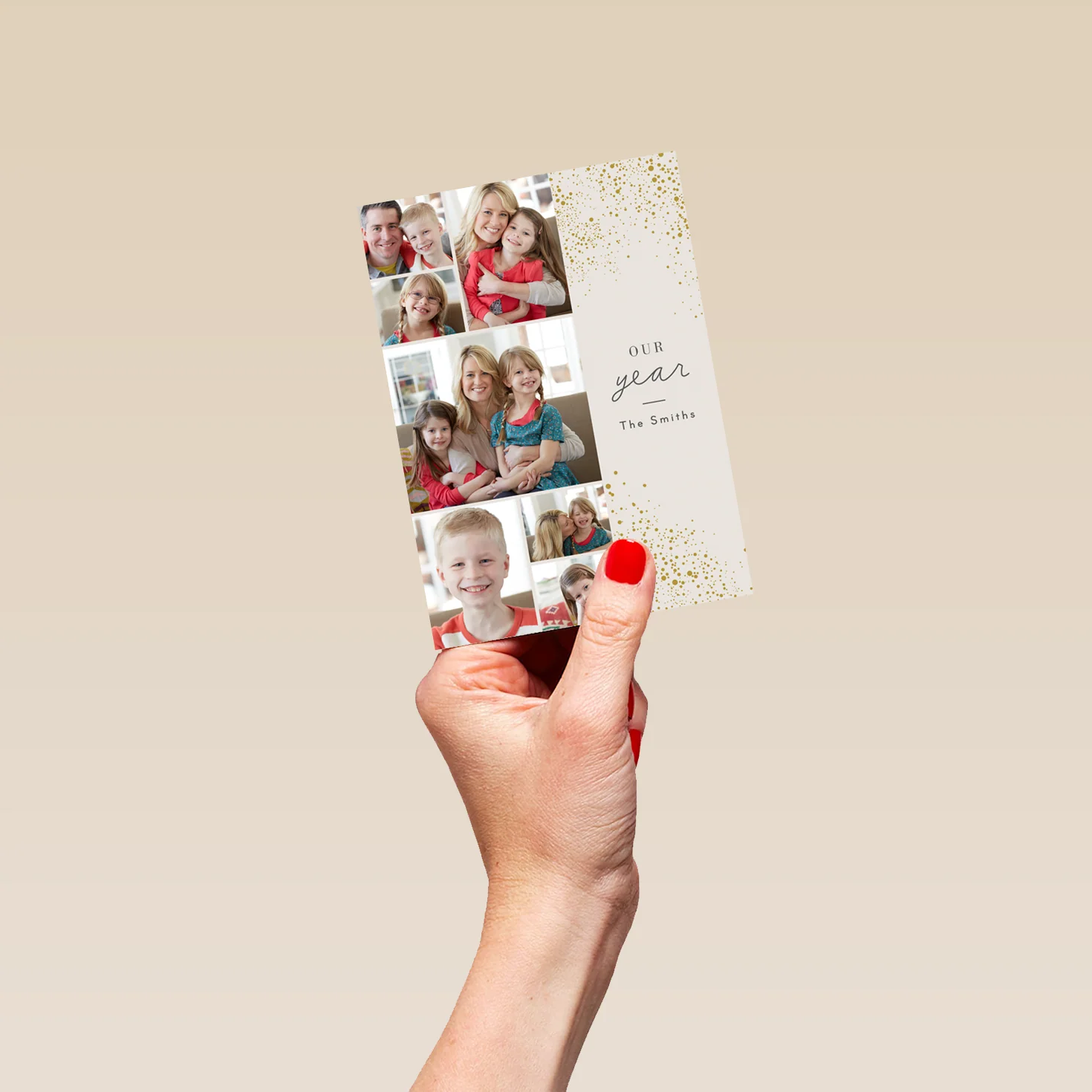 Personalised Gold Specs Photo Upload Collage Christmas Card - Image 4