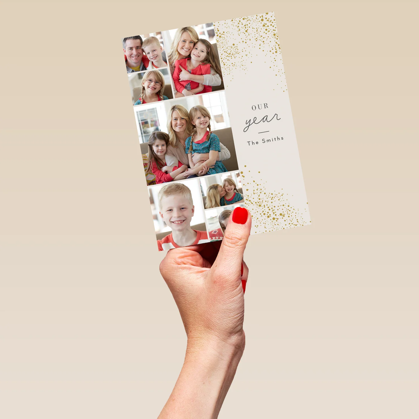 Personalised Gold Specs Photo Upload Collage Christmas Card - Image 5