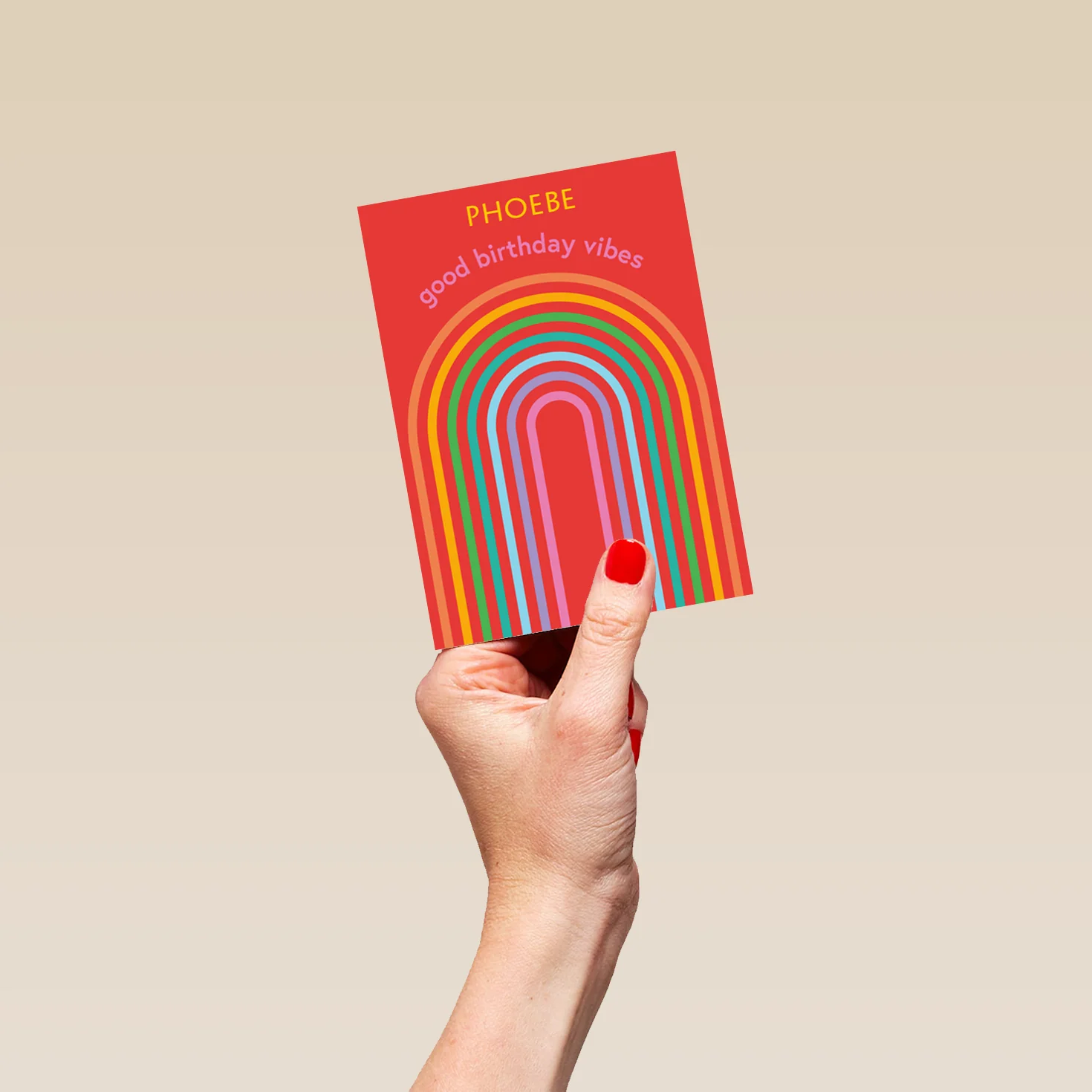 Personalised Good Vibes Rainbow Editable Birthday Card - Image 4