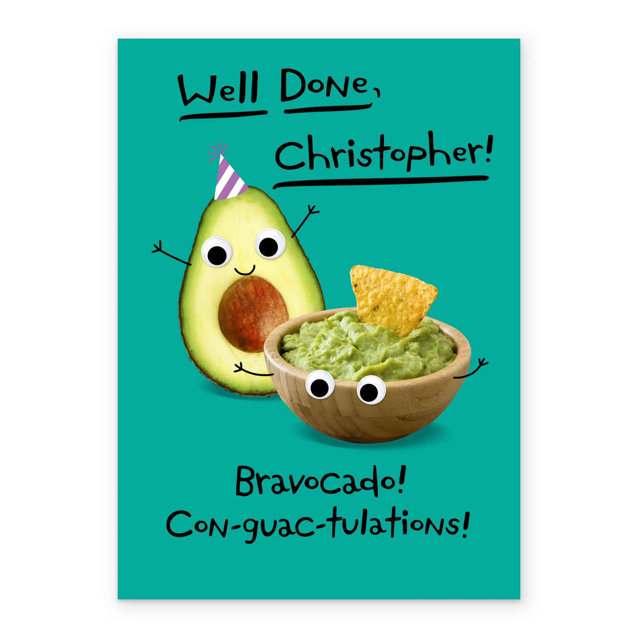Personalised Googly Grub 'Avocado & Guacamole' Congratulations Card - Image 2