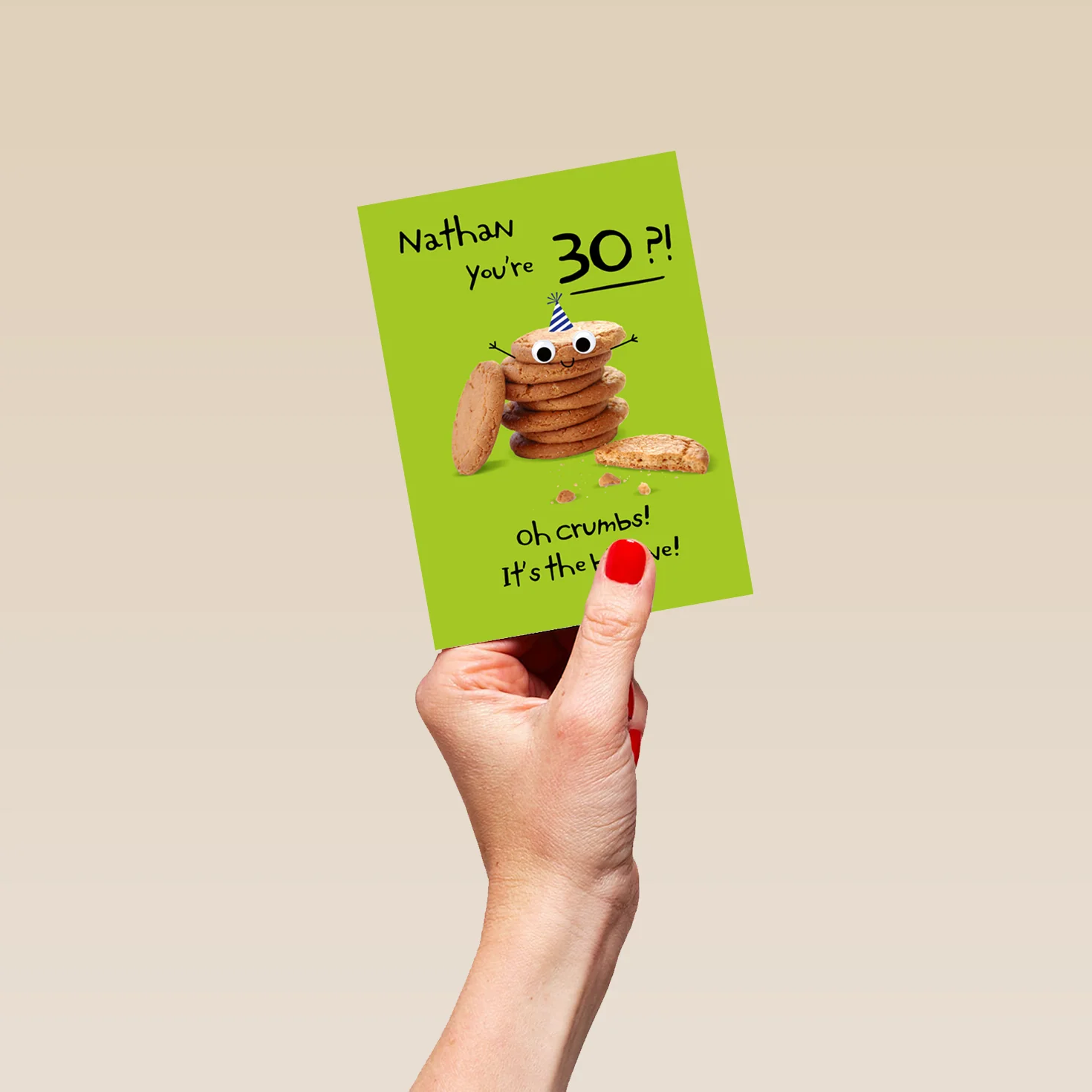 Personalised Googly Grub 'Biscuit Stack' 30th Birthday Card - Image 4