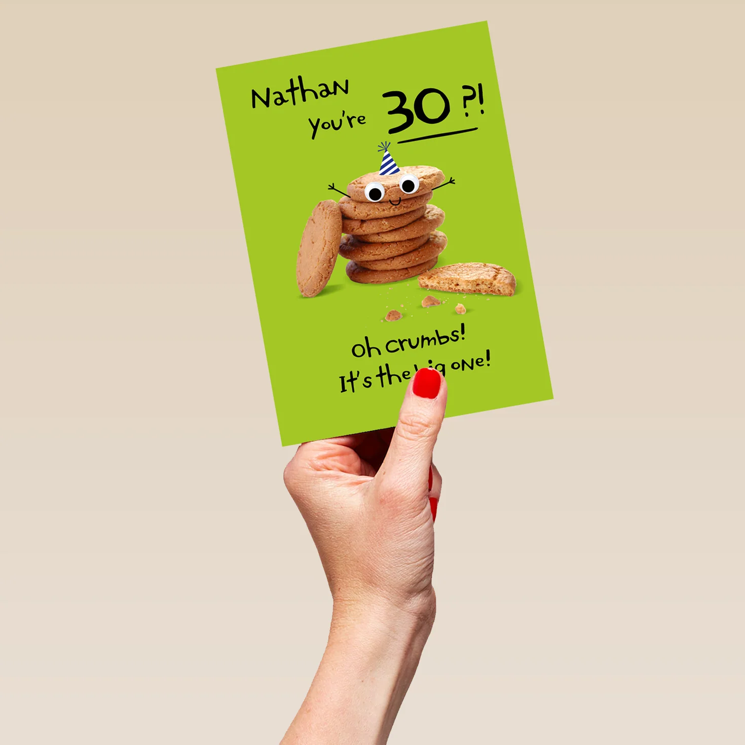 Personalised Googly Grub 'Biscuit Stack' 30th Birthday Card - Image 5