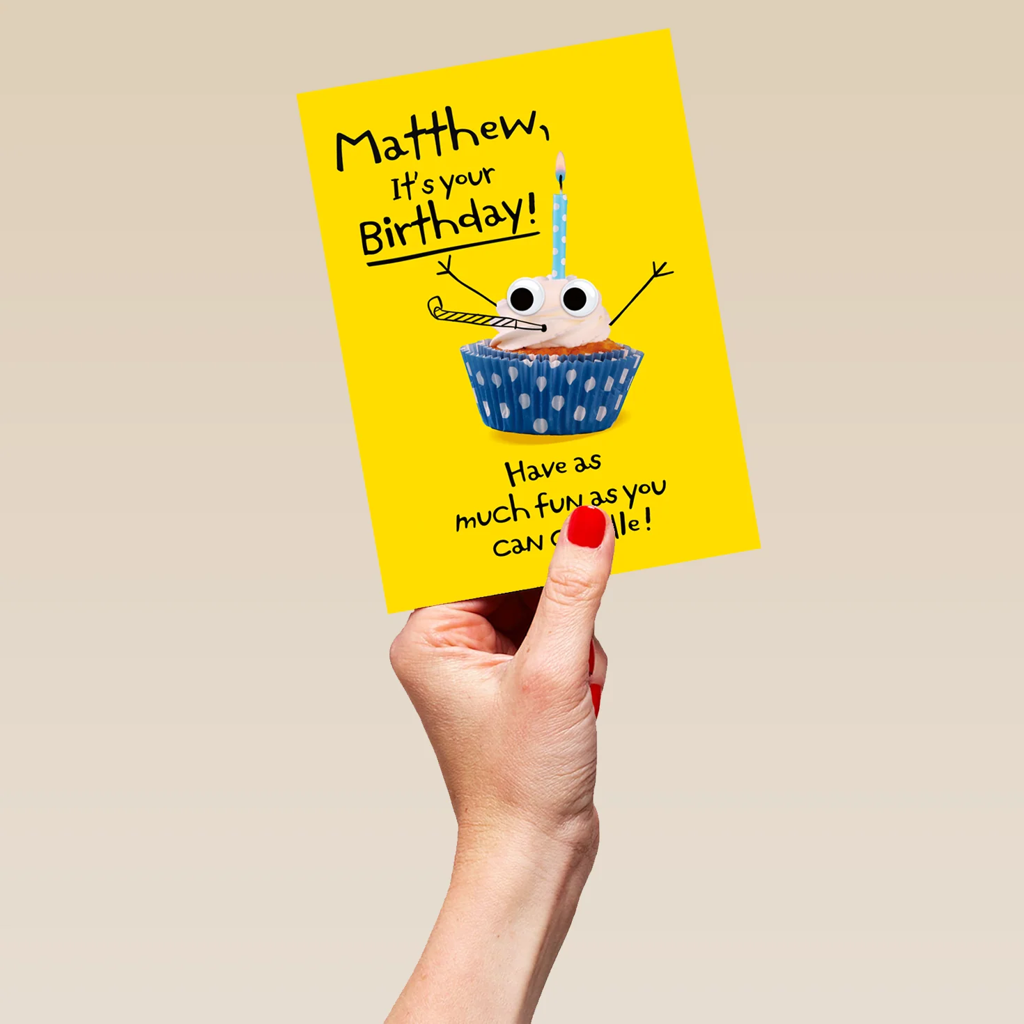 Personalised Googly Grub 'Cupcake & Candle' Birthday Card - Image 5