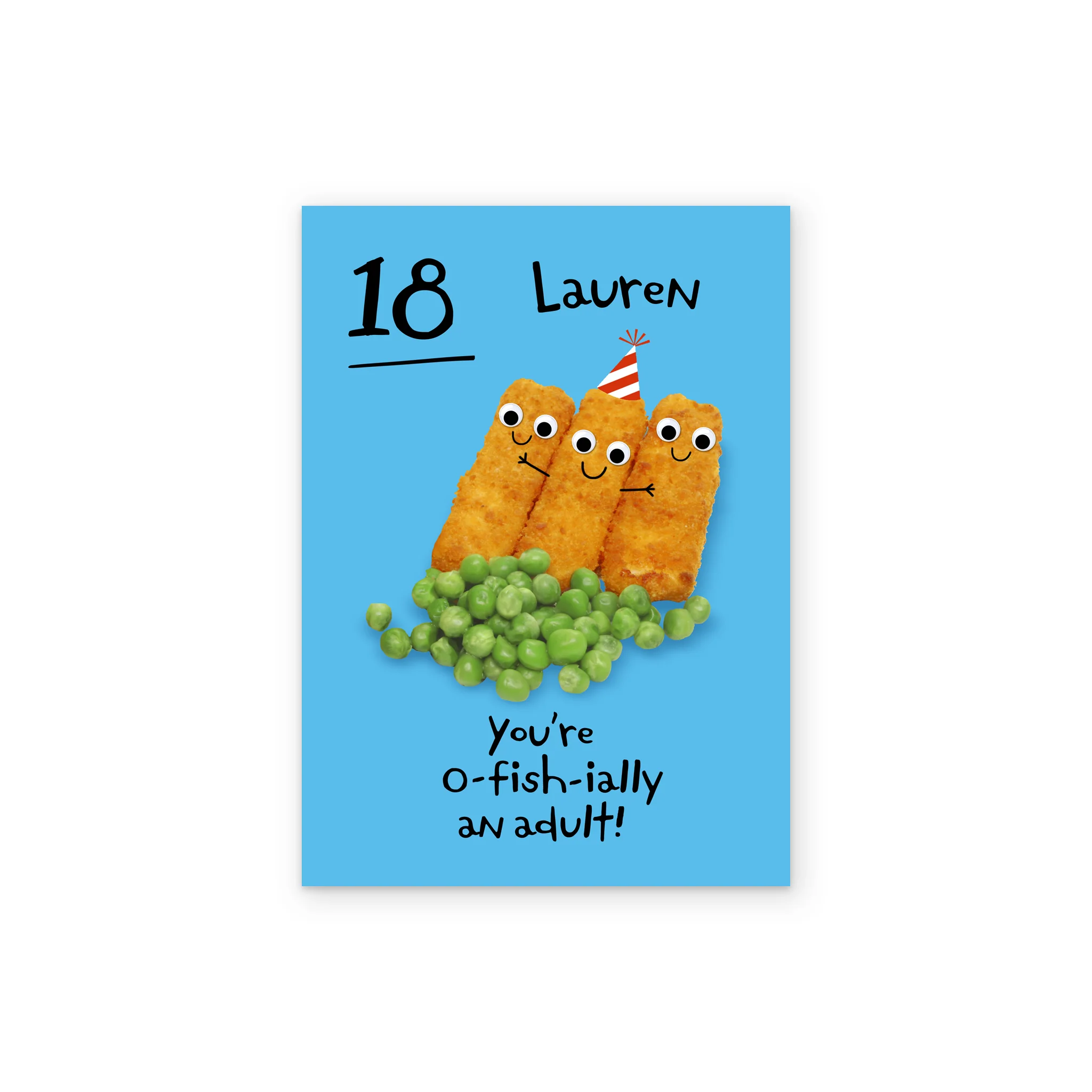 Personalised Googly Grub 'Fish Fingers' 18th Birthday Card - Image 2