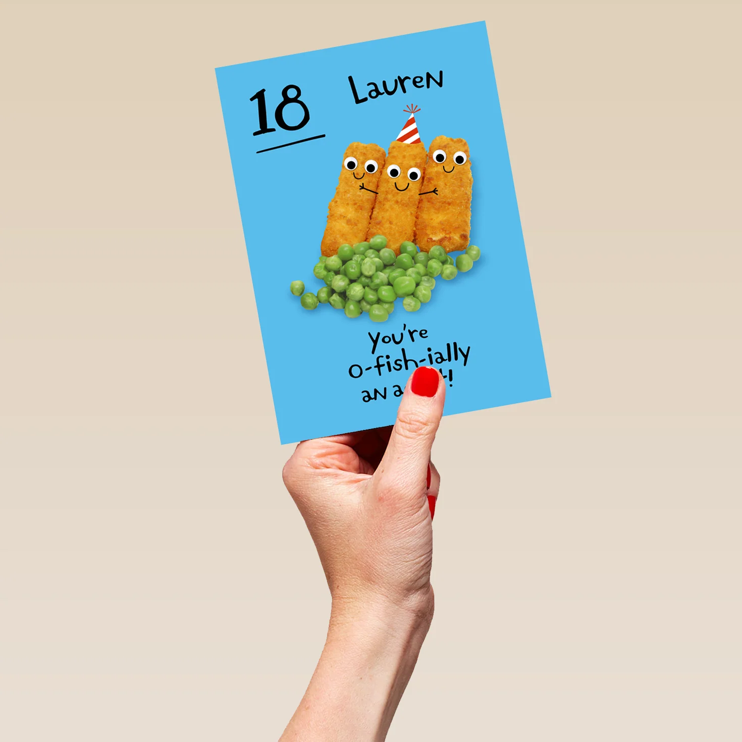 Personalised Googly Grub 'Fish Fingers' 18th Birthday Card - Image 5